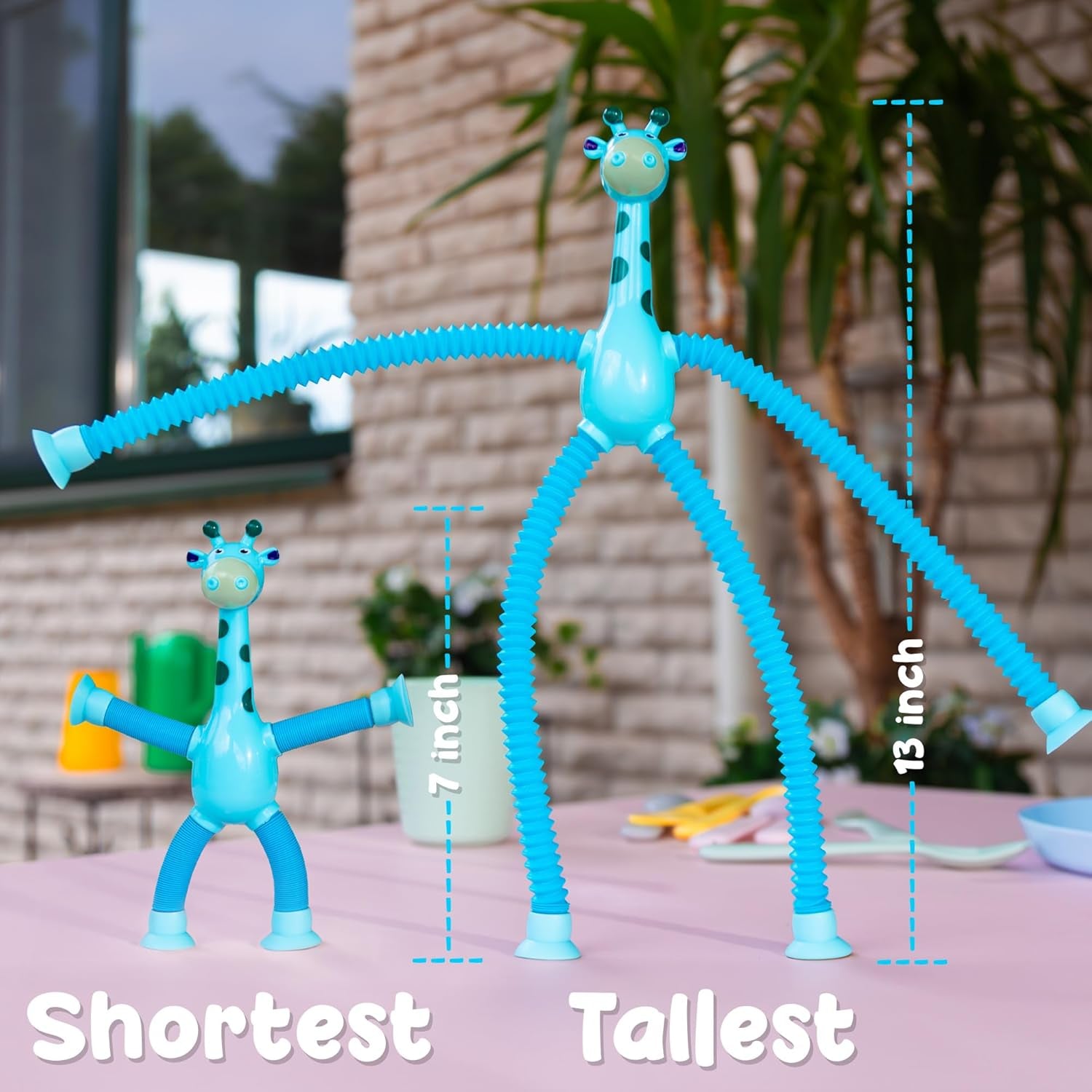 4 Pieces LED Telescopic Suction Cup Giraffe Toy,S | Easter Basket Stuffers, Shape Changing Telescopic Tube Fidget Toys: Pop Fidget Tubes Sensory Toys for Girls Boy