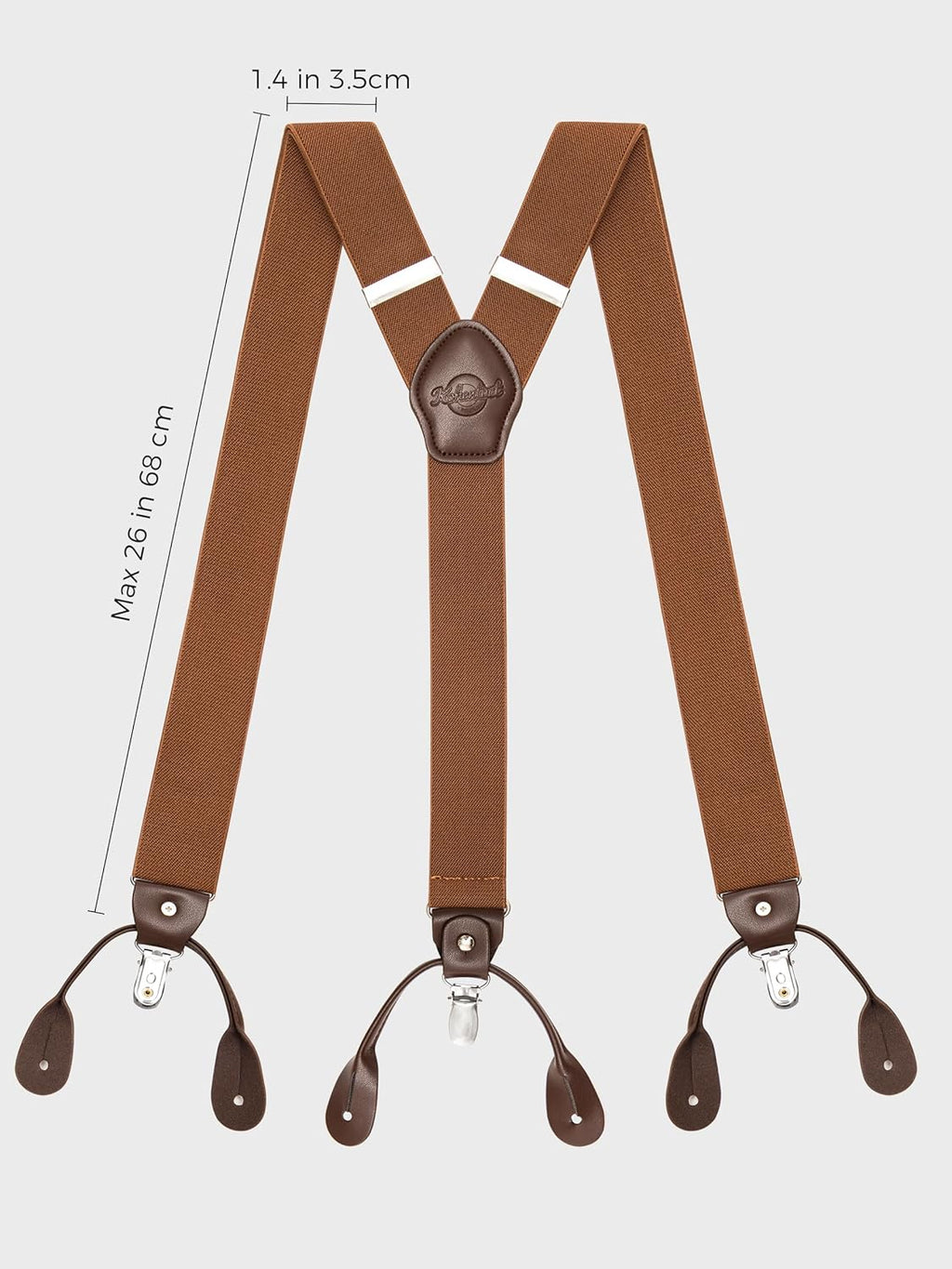 Braces for Men with Clip and Button Attachment Options, Includes 6 Buttons, 1.4 Inch Width Y-Shape for Heights up to 6'7", Stainless Steel, XL Elasticity Adjustment Suspenders