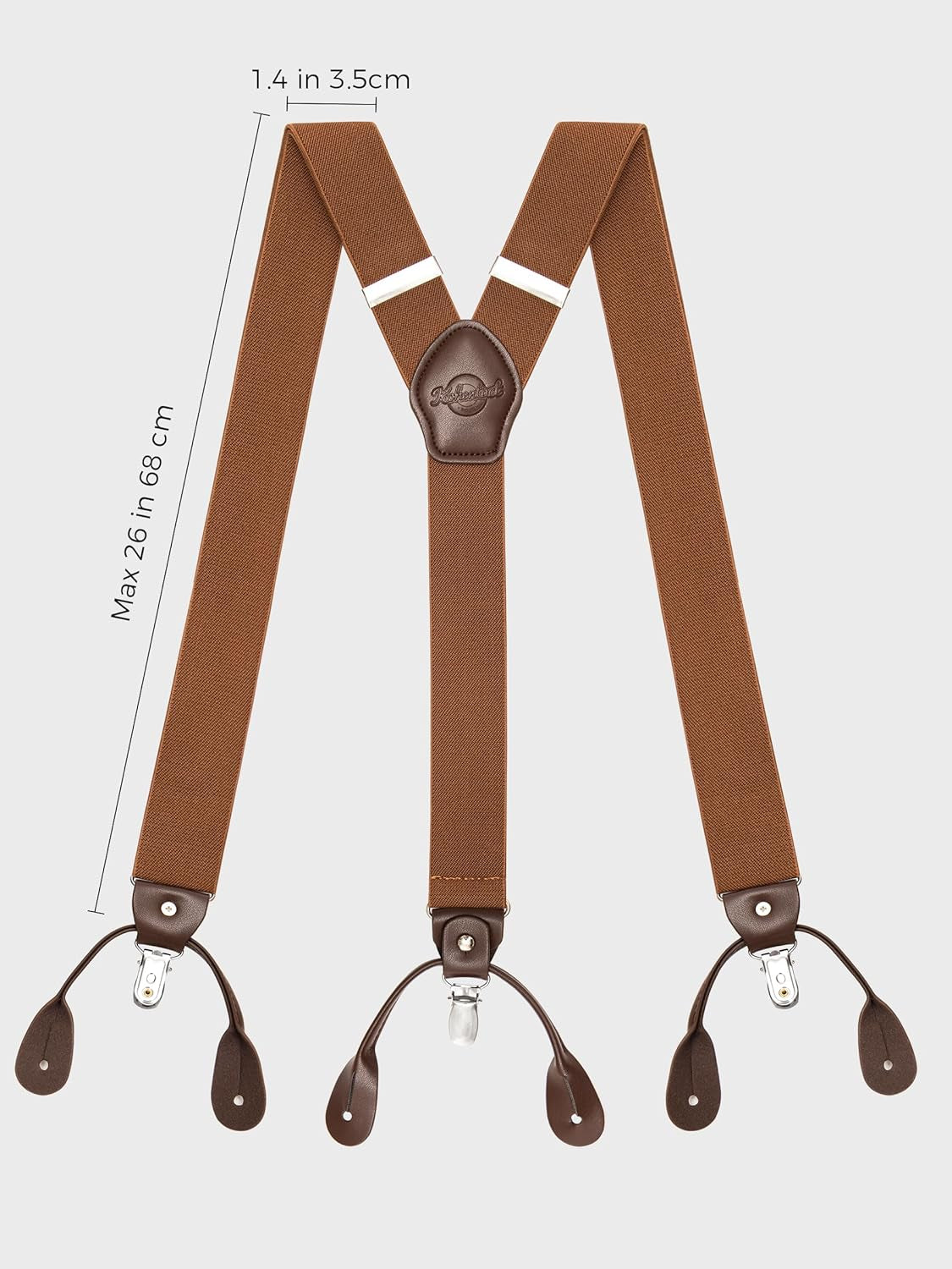 Braces for Men with Clip and Button Attachment Options, Includes 6 Buttons, 1.4 Inch Width Y-Shape for Heights up to 6'7", Stainless Steel, XL Elasticity Adjustment Suspenders
