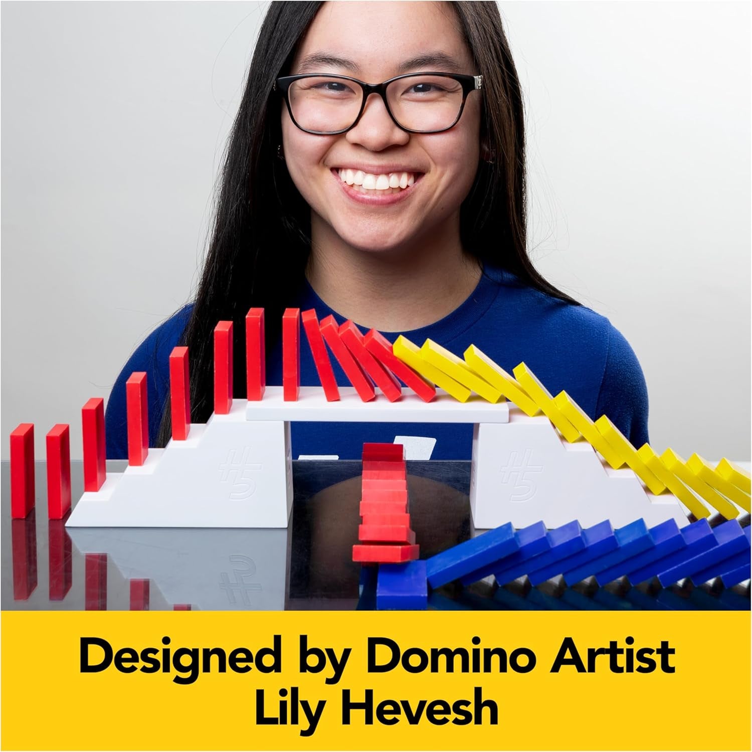 , Lily Hevesh H5 Domino Creations 100-Piece Neon Dominoes Set, Building Toys for Kids & Family, Classic Activity Game, 1 & up Players, for Ages 5 & Up