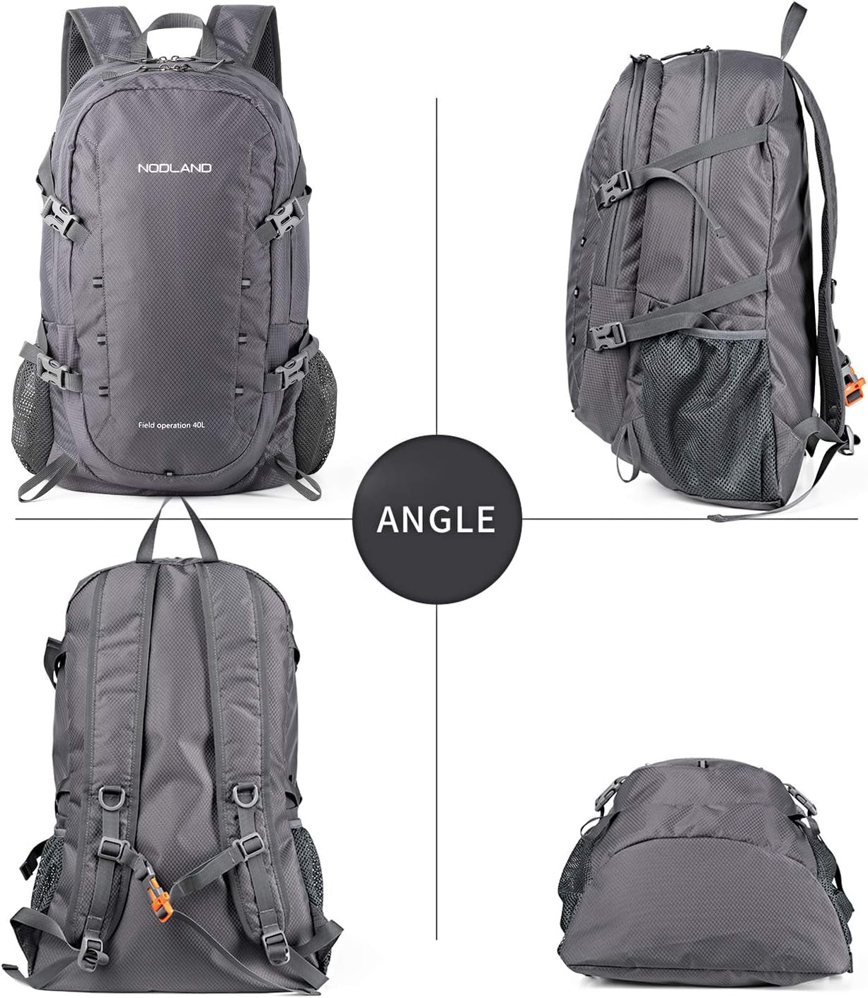 NODLAND Lightweight Backpack, Travel 40L Foldable Water-Resistant Daypack, Hiking Outdoor Camping Rucksack for Men Women