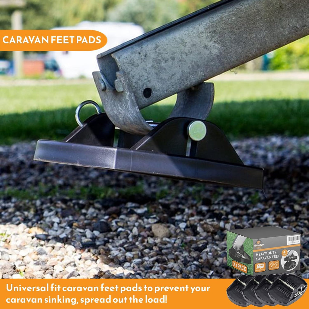 Caravan Feet Jack Pads - Heavy Duty Caravan Feet Pads, Prevent Sinking into Soft Ground, Caravan Feet Pads Heavy Duty, Steady Stabiliser Pads for Caravan Legs X4 Caravan Jack Pads with Pins