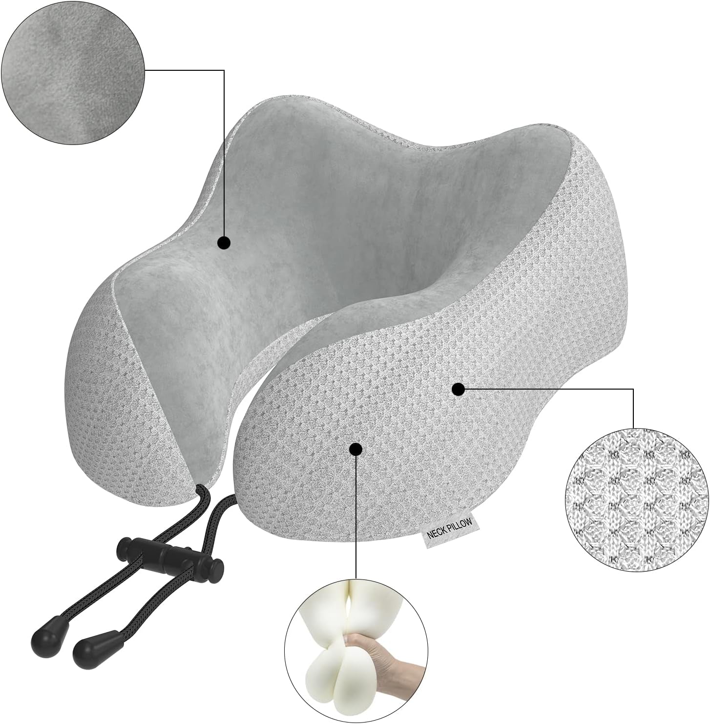 Travel Pillow Neck Pillow for Travel Airplane Memory Foam Flight Pillow for Cars, Trains, Home, Offices