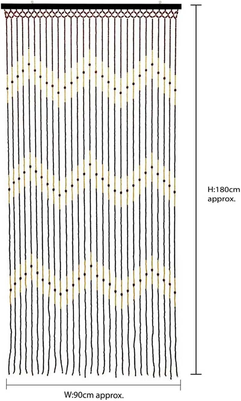 Tuscany Waves Design Wooden Beaded Door Curtain 90 X 180Cm