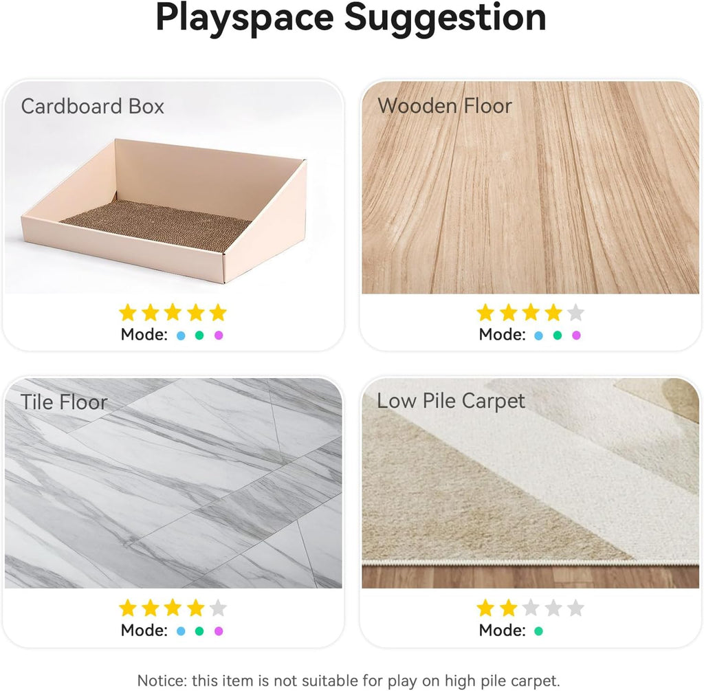 Interactive Cat Ball Toy, Electric Self Rolling Ball for Indoor Cat Kitten, 3 Modes with LED Lights, Red