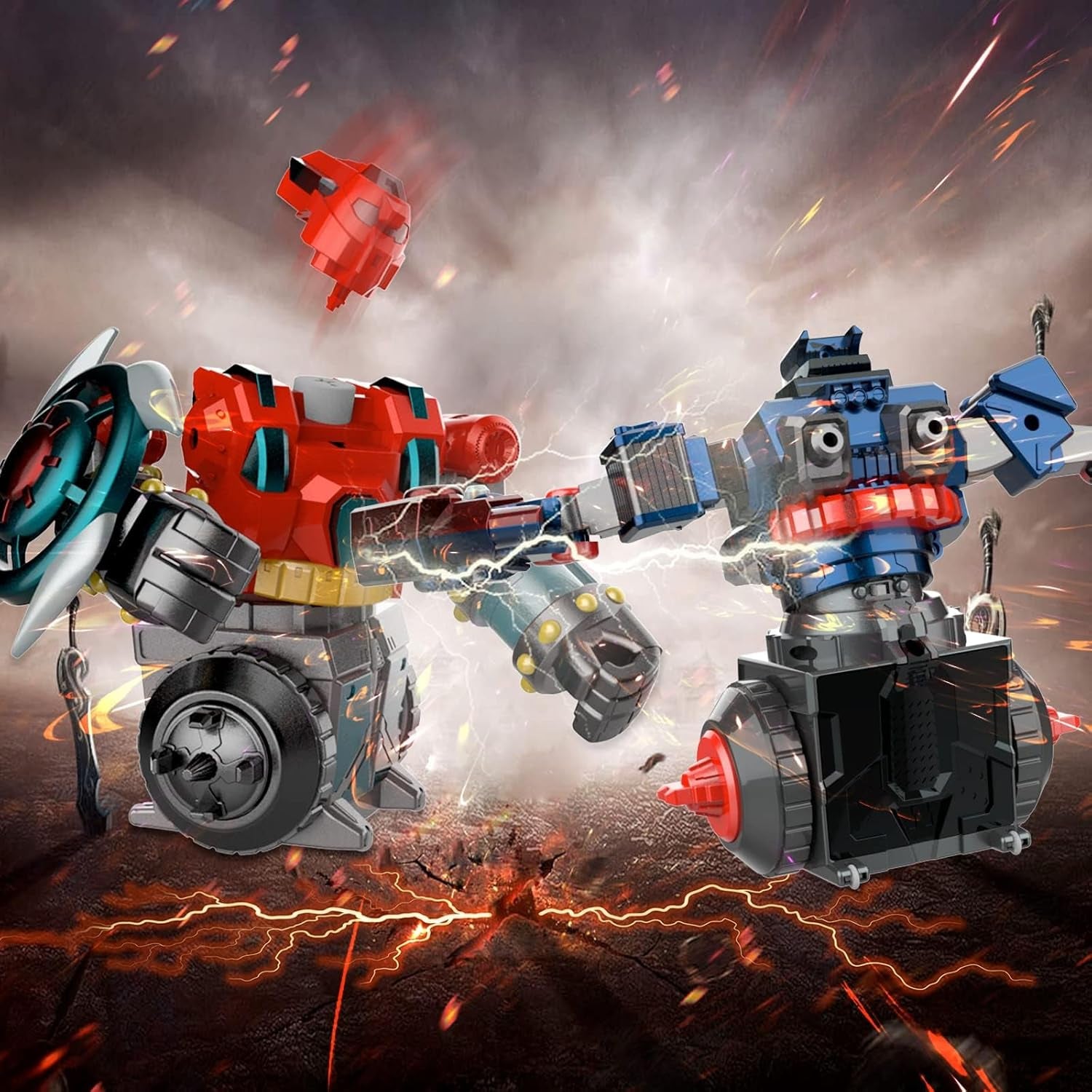 360-Degree Rotating Battle Robot - Remote Control Fight Robot with Shields and Fist Weapons, Birthday or Graduation Gift for Boys over 6 Years Old (Blue)