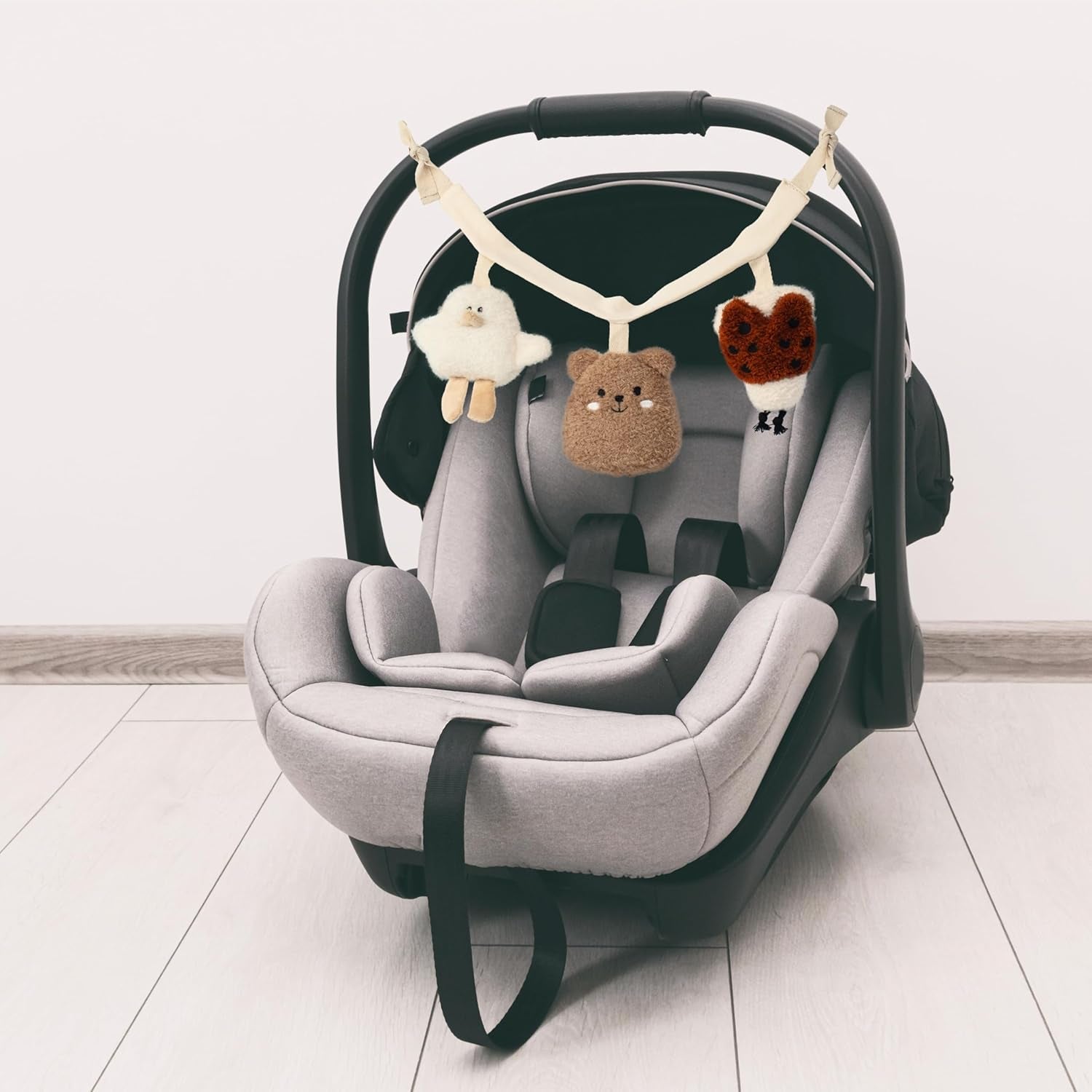 Hanging Car Seat Toy Chain for Babies 0-6 Months - Beautiful Carseat or Stroller Entertainment Toy with Rattles Makes a Great Soft Sensory Gift for Newborns/Infants