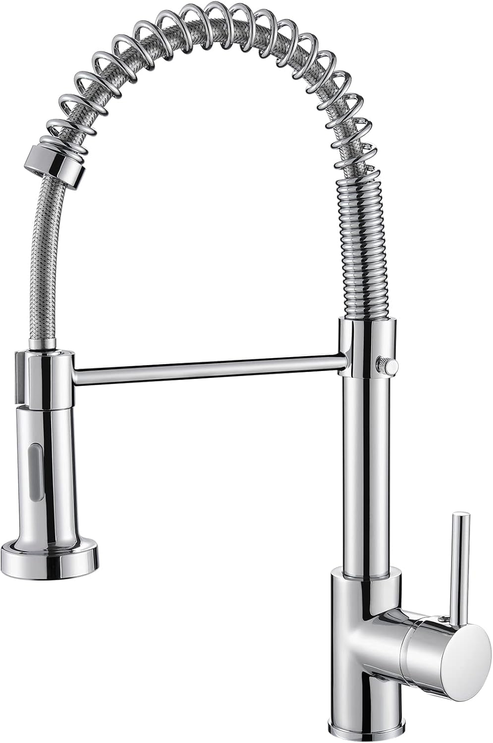 Kitchen Sink Mixer Tap, Spring Faucet with Pull down Sprayer, 2 Spray Modes High Arc Single Handle Lever Kitchen Tap (Chrome)