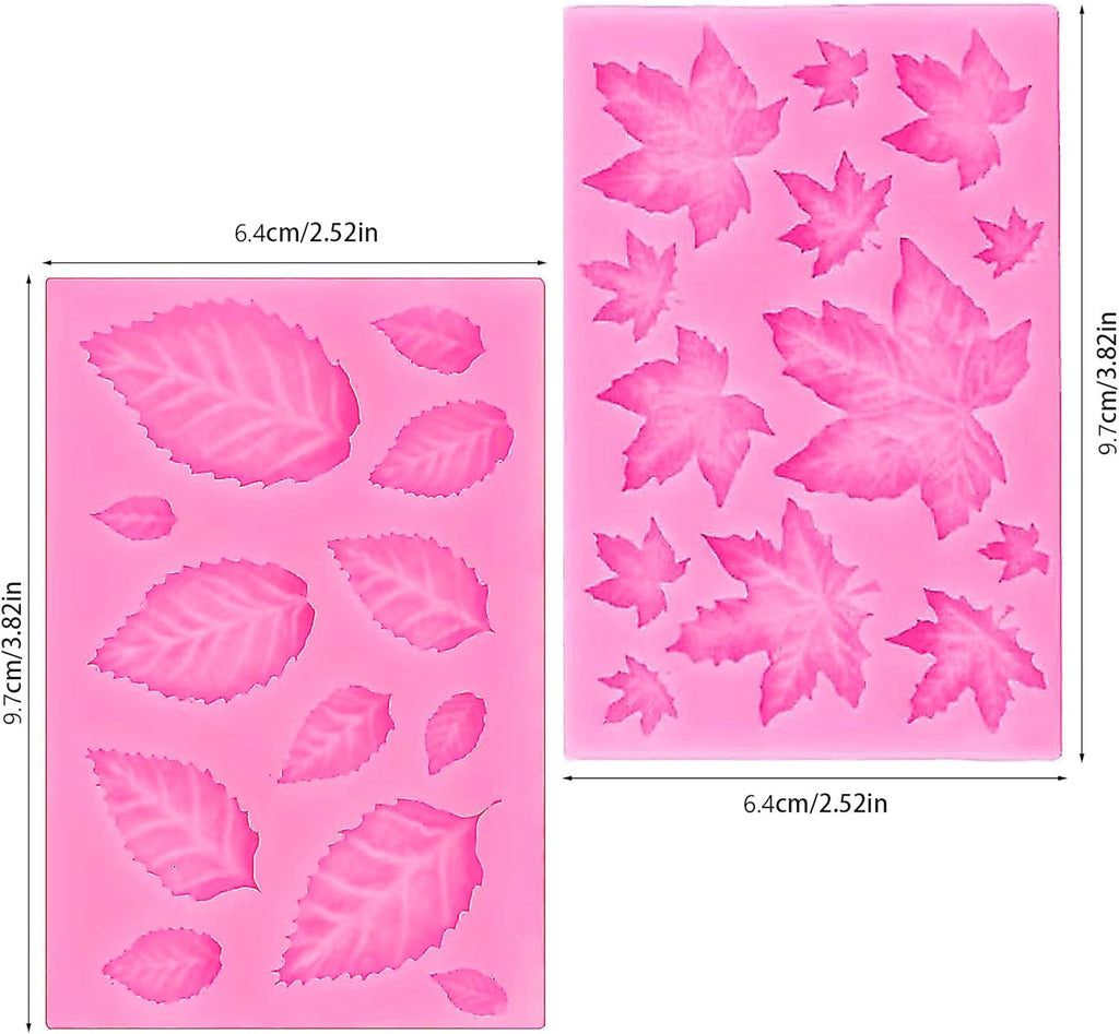 Silicone Fondant Moulds Leaves Modeling Leaf Mould Silicone Mold Various Themes That Can Be Used for Fondant Cake Decoration or Lollipop Chocolate Decoration,2Pcs