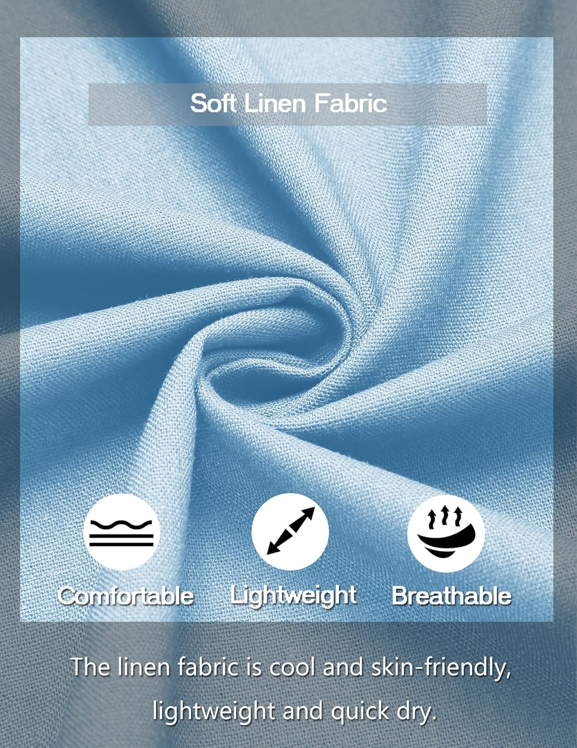 Men Linen Tank Tops Hippie Bohemian Tunic Hawaiian Sleeveless Shirt Top Light Blue