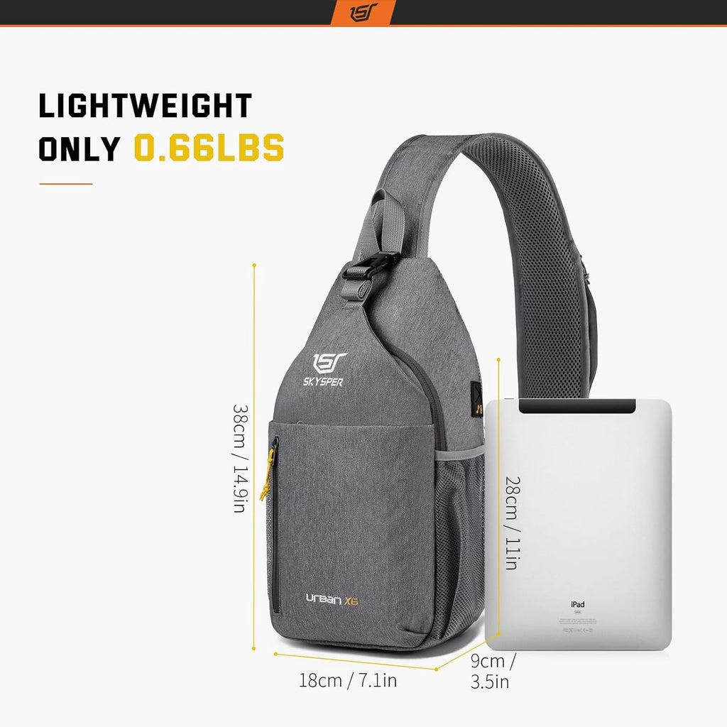 Sling Bag Crossbody Backpack - Chest Shoulder Cross Body Bag Travel Hiking Casual Daypack for Women Men(Grey)