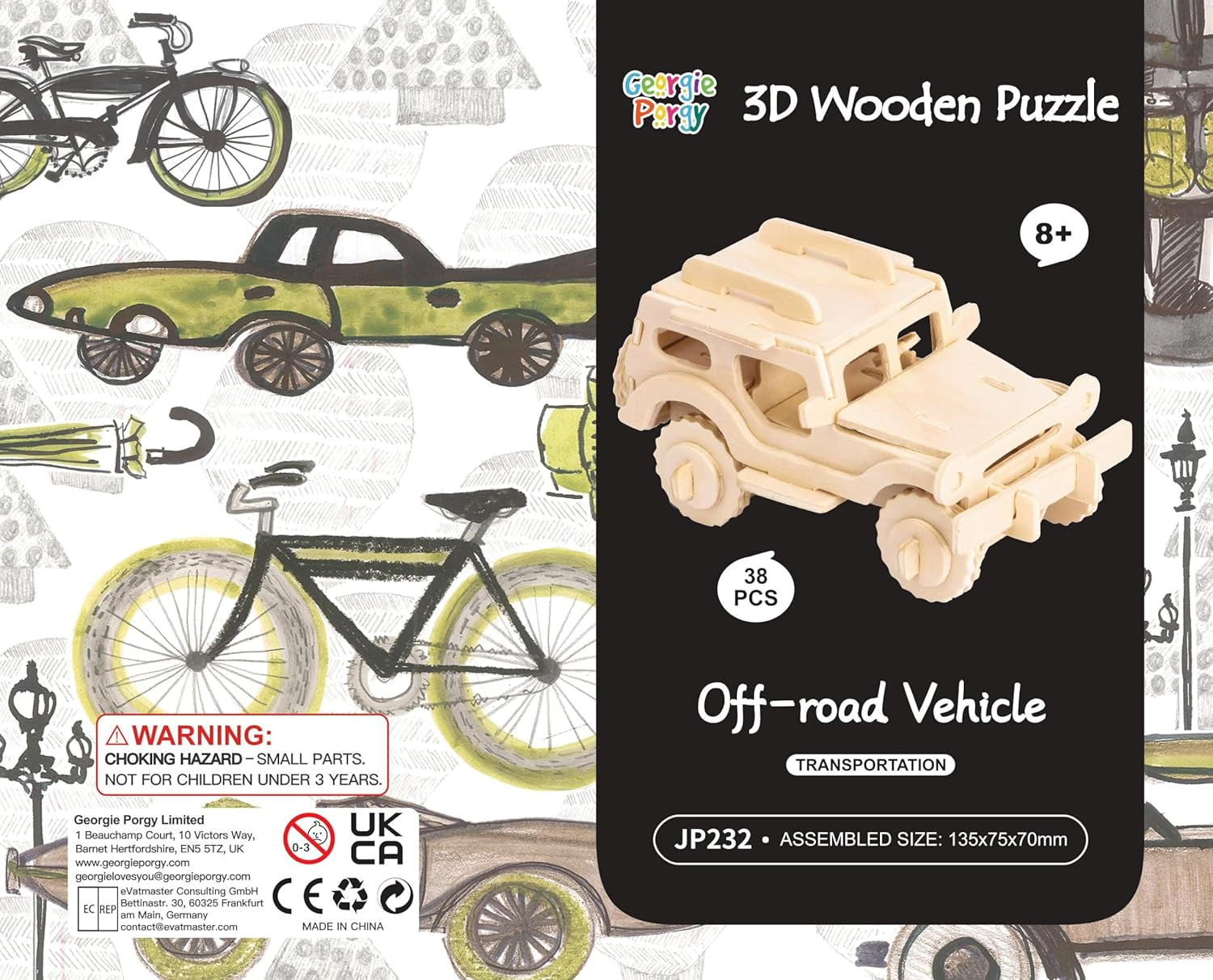 Kids Toys Construction Woodcraft Kits 3D Wooden Model Puzzle Kits Birthday Gifts Pack of 3 Jigsaw (Biplane Off-Road Vehicle Yacht)