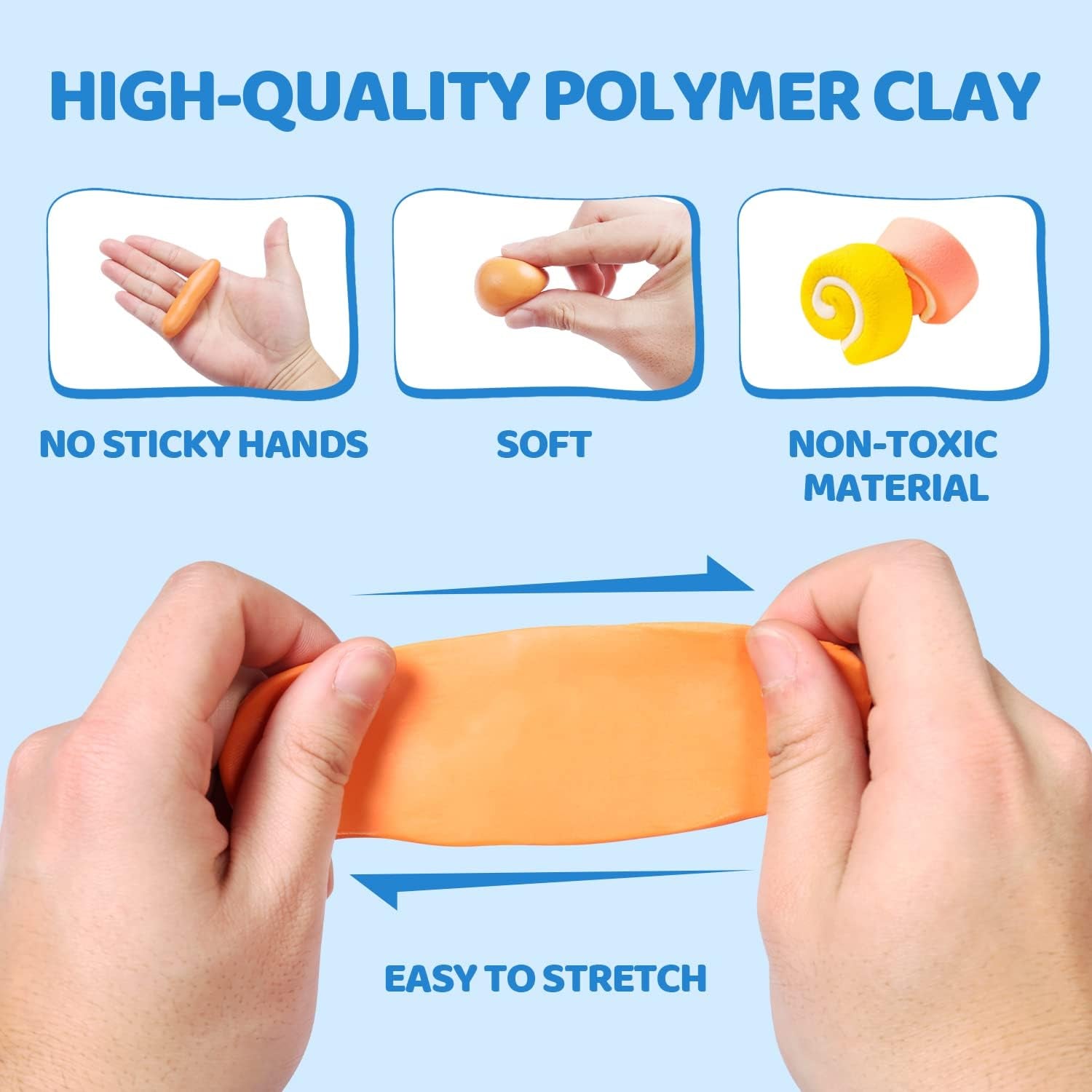 Polymer Clay, 50 Colors Clay Kit, Oven Bake Modeling Clay, Creative Polymer Clay Kit with Sculpting Tools and Jewelry Accessories, Non-Toxic, Ideal DIY Clay Gifts for Adults and Teens