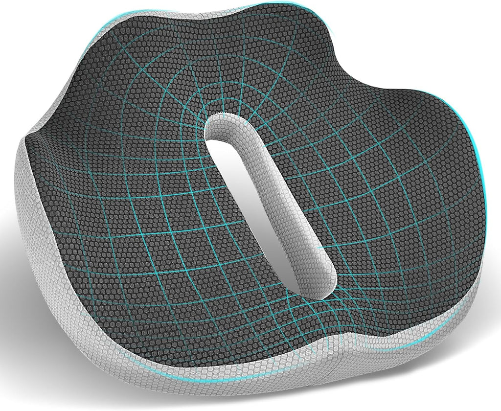 Memory Foam Seat Cushion,Thick Cushions for Office Desk Chair, Wheelchair,Car, Airplane, Relieving Pressure Tailbone Sciatica Back Pain Coccyx Cushion for Long Sitting Office Workers