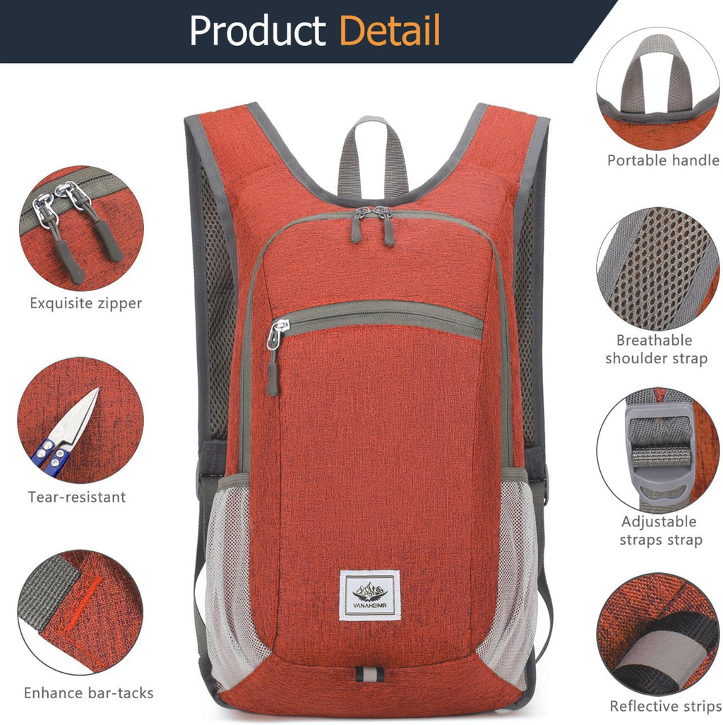 Small Daypack 15L Hiking Backpack Packable Lightweight Travel Day Pack Casual Foldable Shoulder Bag for Women Men