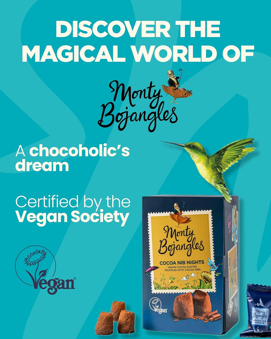 Cocoa Nib Nights Cocoa Dusted Vegan Chocolatey Truffles Gift Box (180G), Chocolate Flavoured Truffles, Award-Winning Luxury Truffles, Perfect Dairy Free Chocolate Gift Set