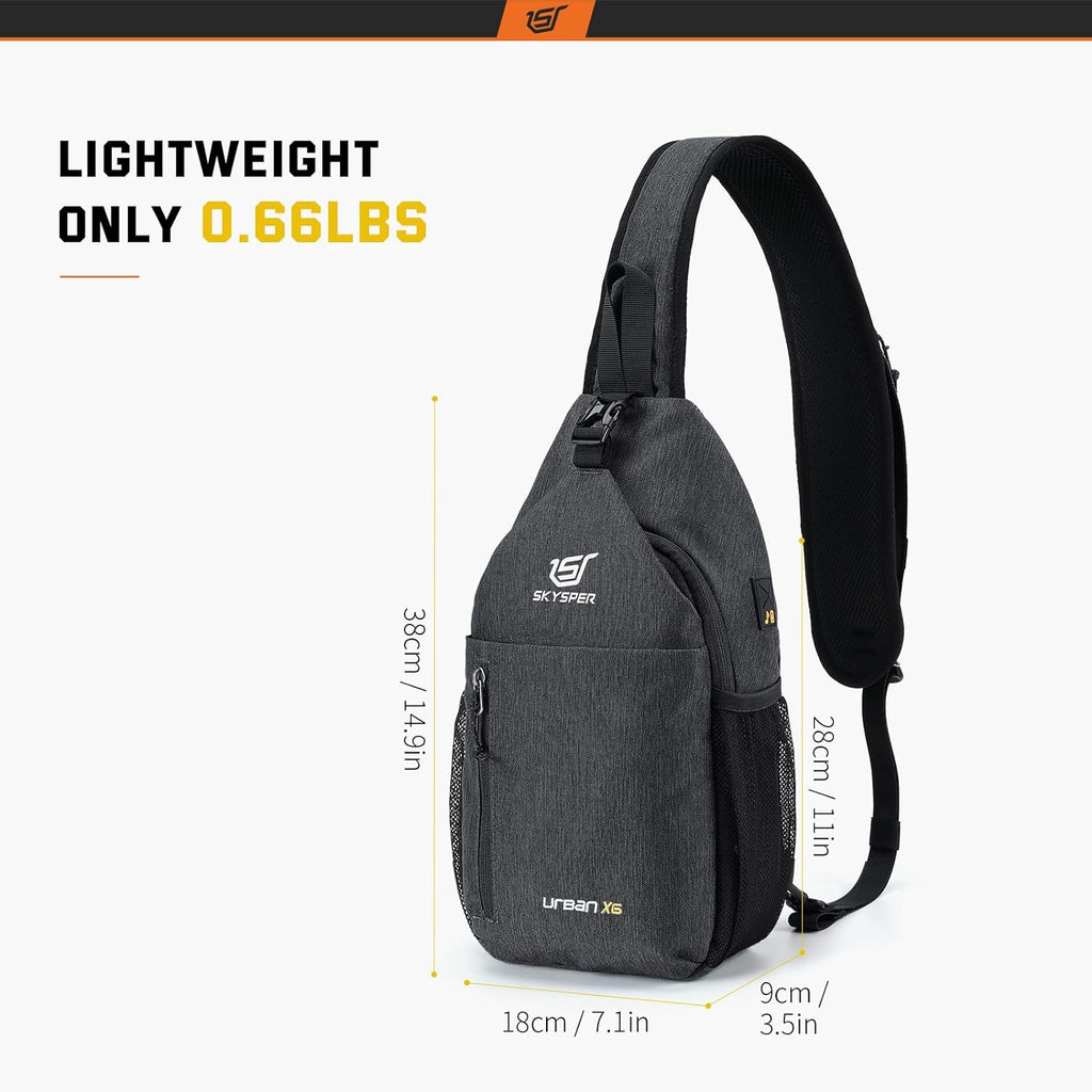 Sling Bag Crossbody Backpack - Chest Shoulder Cross Body Bag Travel Hiking Casual Daypack for Women Men(Black)