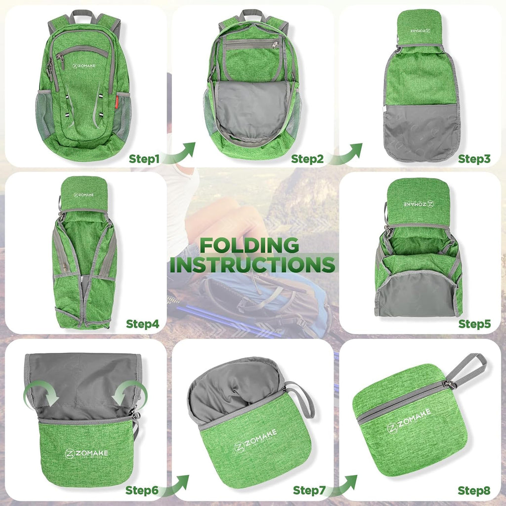 Lightweight Packable Backpack 20L, Foldable Backpacks Small Daypack Hiking Daypacks Water Resistant Day Bag for Travel(Dark Green)