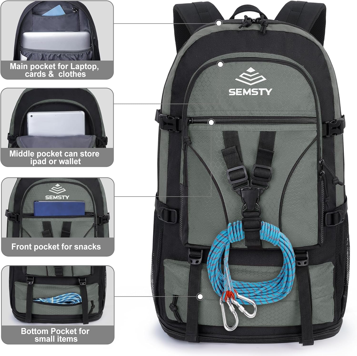 Hiking Backpack, 30L/40L/50L Expandable Hiking Backpack for Men and Women, Travel Backpack Flight Approved