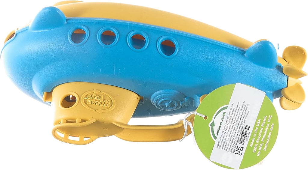 Submarine in Yellow & Blue - BPA Free, Phthalate Free, Bath Toy with Spinning Rear Propeller. Safe Toys for Toddlers, Babies