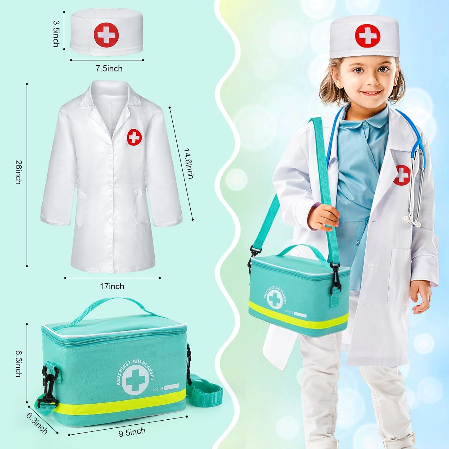 Doctor Kit for Kids, 34 Pcs Pretend Playset for Toddlers, Doctor Kit for Toddlers 3-5, with Medical Bag, Stethoscope and Other Accessories, for Boys and Girls Fun Role Playing Game