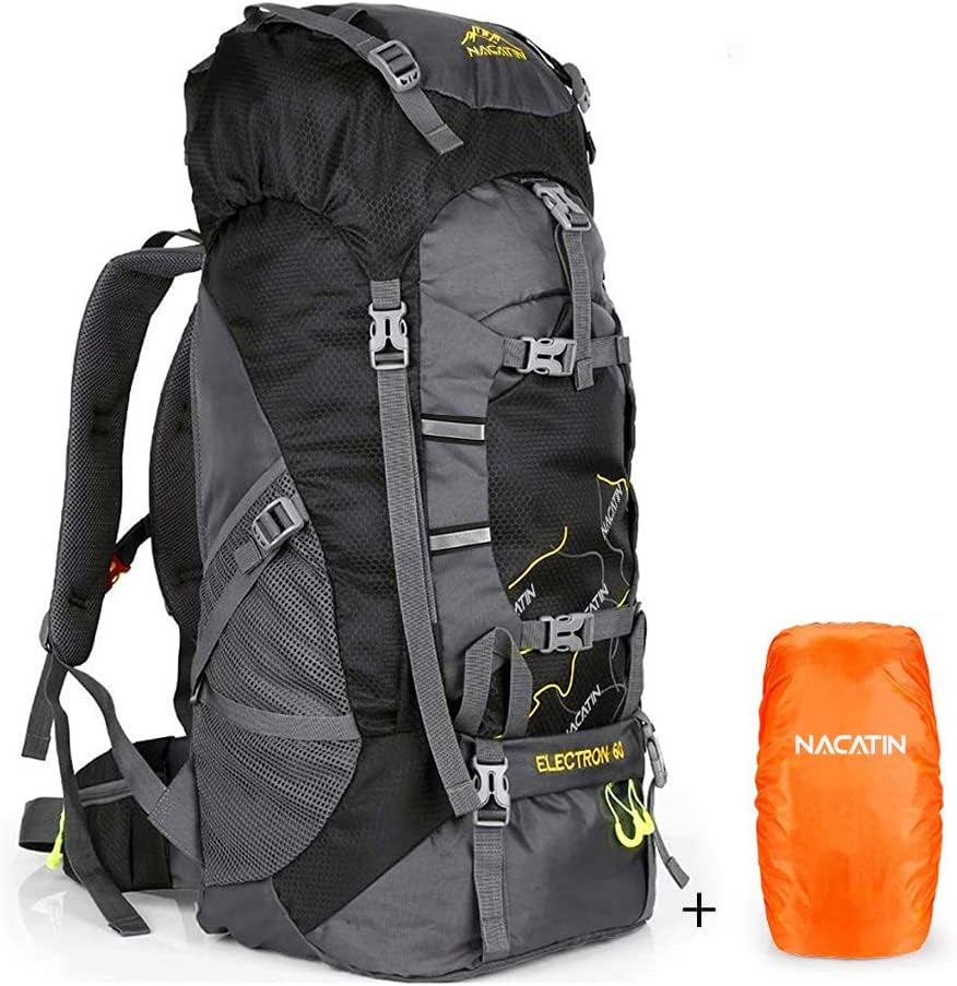 Hiking Backpack, 60L Lightweight Large Rucksack for Men Women, Tear and Water-Resistant for Climbing Fishing Travel