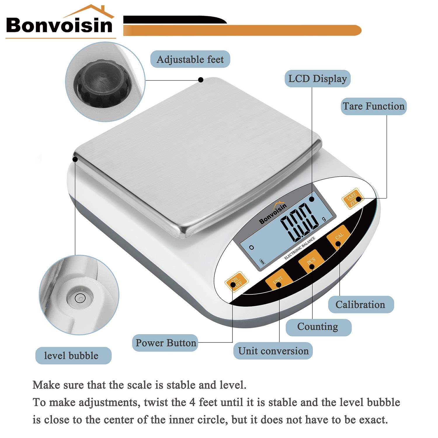 0.01G Lab Scale Digital Precision Analytical Balance High Precision Electronic Balance Jewelry Scale Kitchen Scale Scientific Scale Laboratory Scale Balance 10Mg Readability (5000Gx0.01G)