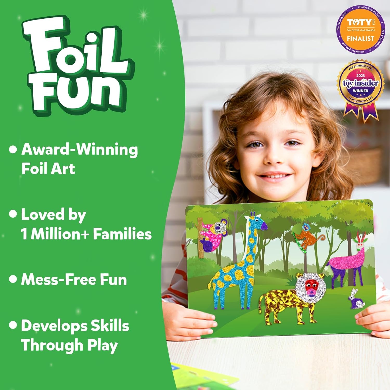 Foil Fun - Animals, Mess-Free Art for Kids, Craft Kits & Supplies, DIY Creative Activity, Travel Toys, Gifts for Girls & Boys Ages 4, 5, 6, 7, 8, 9