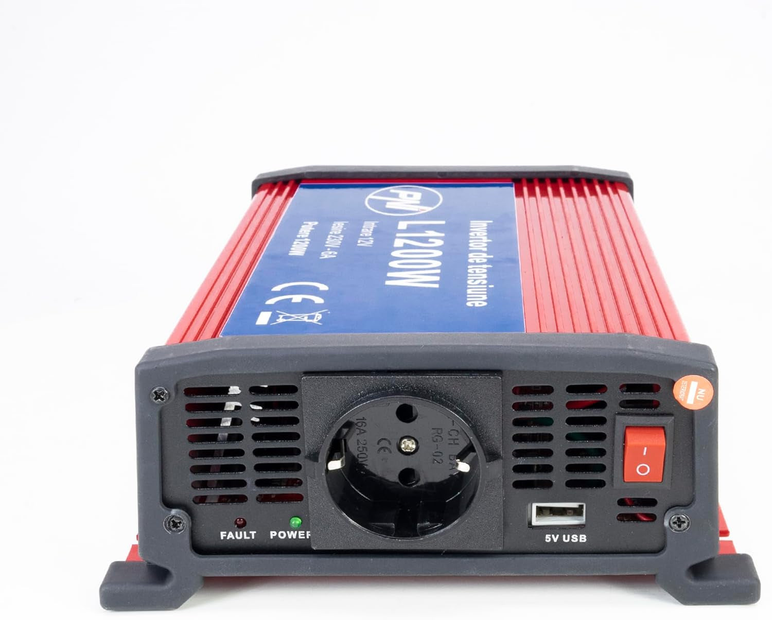 Power Inverter  L1200W, Input 12V - Output 230V, Output Power 1200W, 1 X 230V Socket, USB2.0