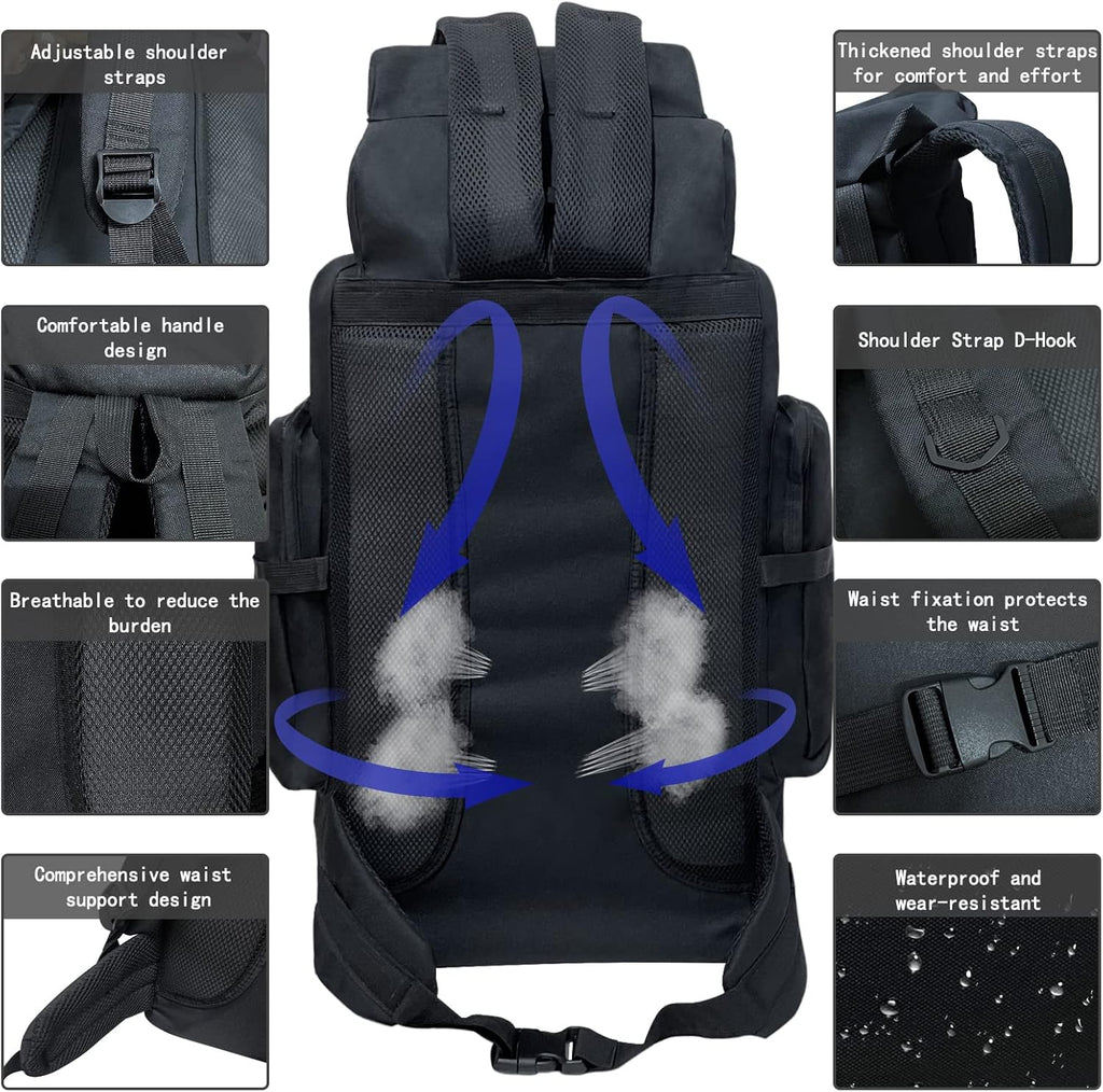 80L 100 Liters Camping Hiking Military Tactical Backpack,Water Resistant Large Travel Daypacks Outdoor MOLLE Rucksack