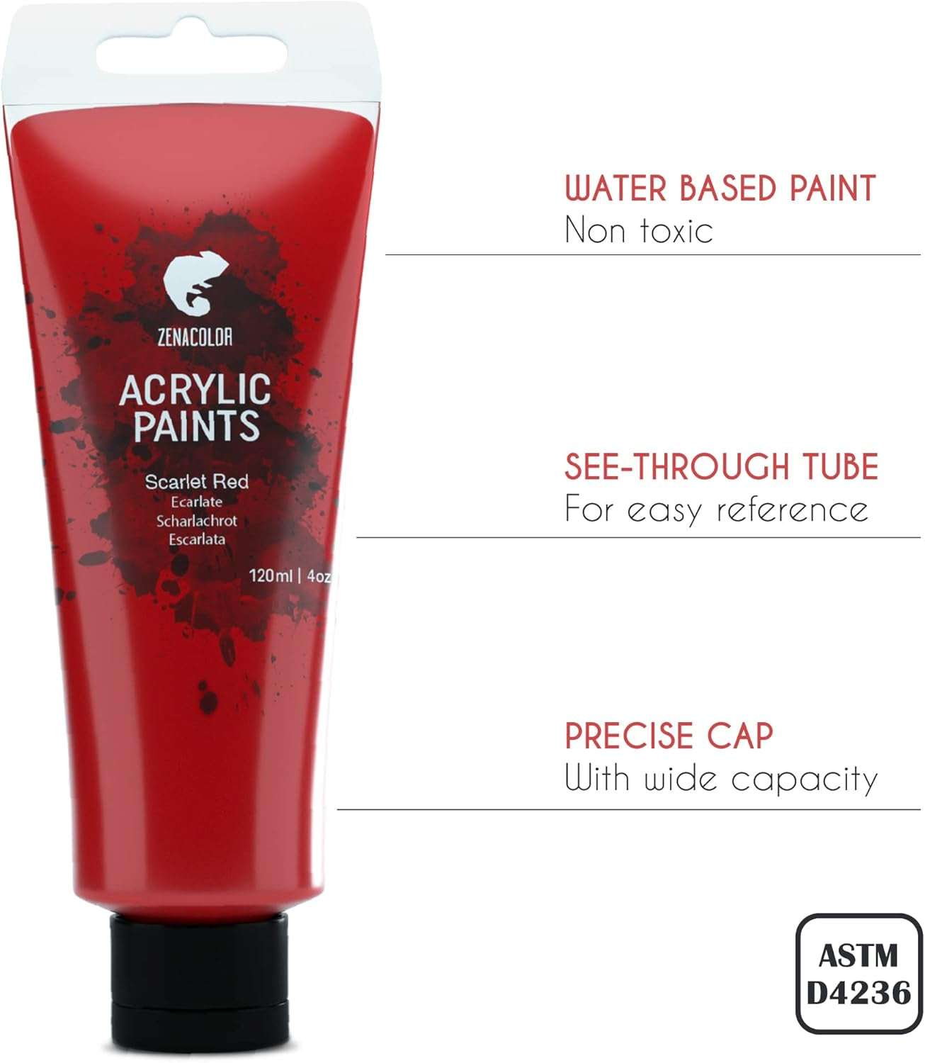 Set of 24 Acrylic Paints, 24 X 120 Ml Tubes, 24 Colours Paint for Canvas, Wood, Arts and Crafts, for Adults