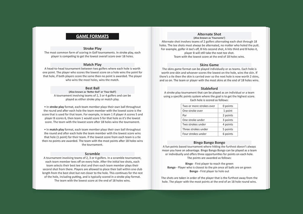 Golf Log Pocket Notebook - Progress Tracker, 50 Detailed Rounds of Golf, Yardage Section, Golf Terminology & Game Formats
