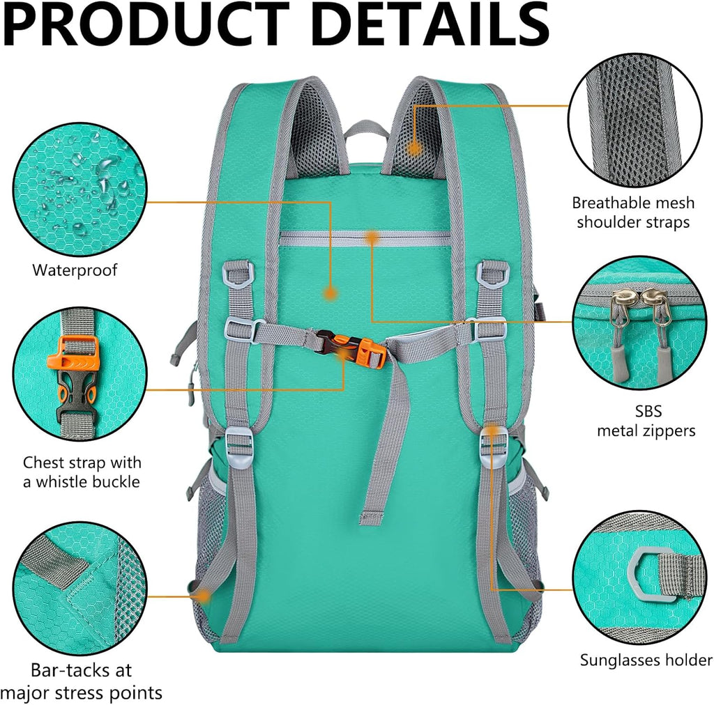 Ultra Lightweight Packable Backpack 40L - Foldable Hiking Backpack Water Resistant Small Foldable Daypack for Travel,Sky Blue