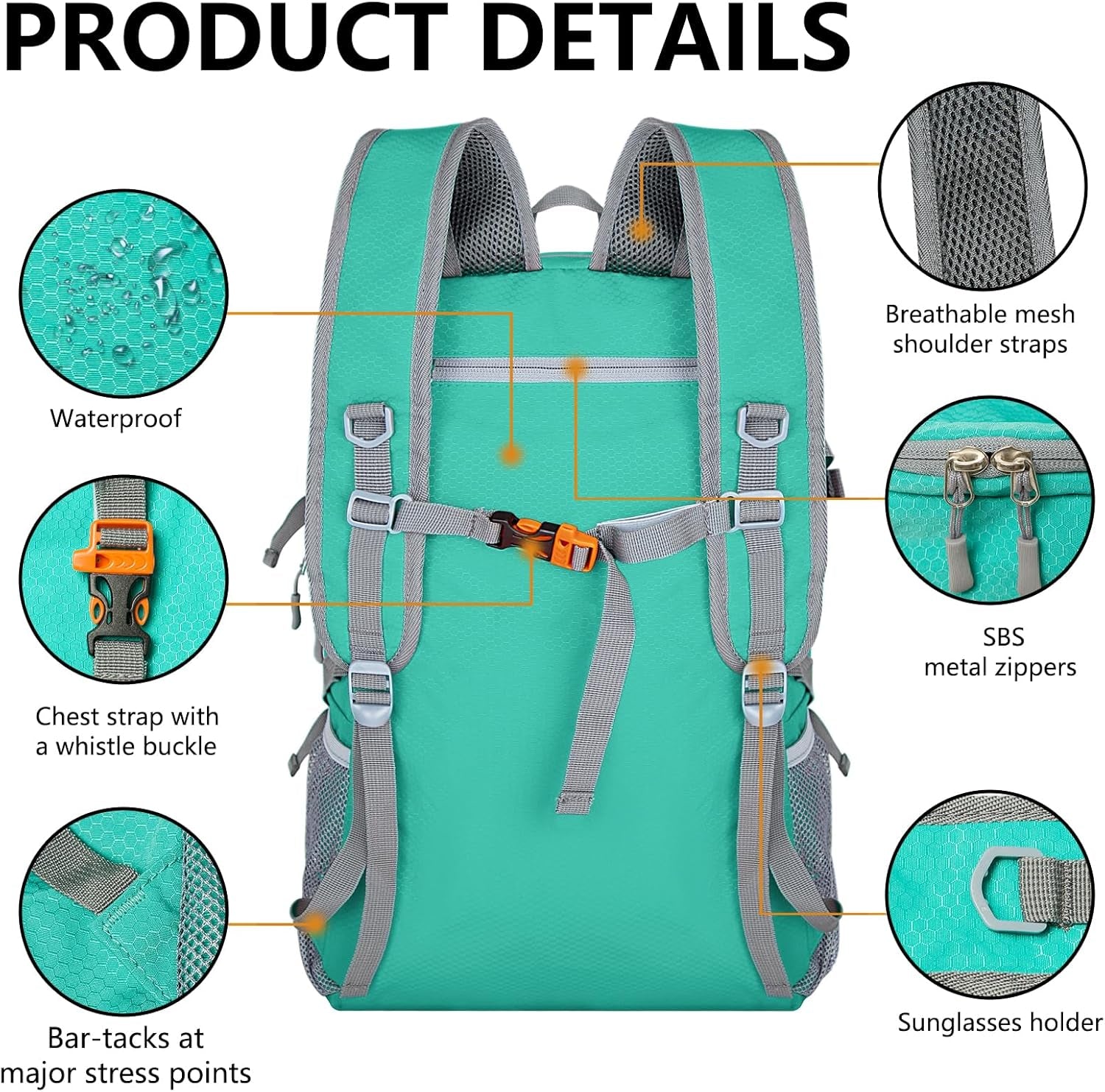 Ultra Lightweight Packable Backpack 40L - Foldable Hiking Backpack Water Resistant Small Foldable Daypack for Travel,Sky Blue
