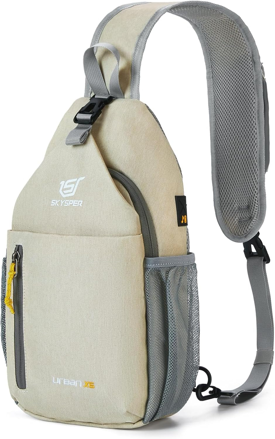 Sling Bag Crossbody Backpack - Chest Shoulder Cross Body Bag Travel Hiking Casual Daypack for Women Men(Beige)