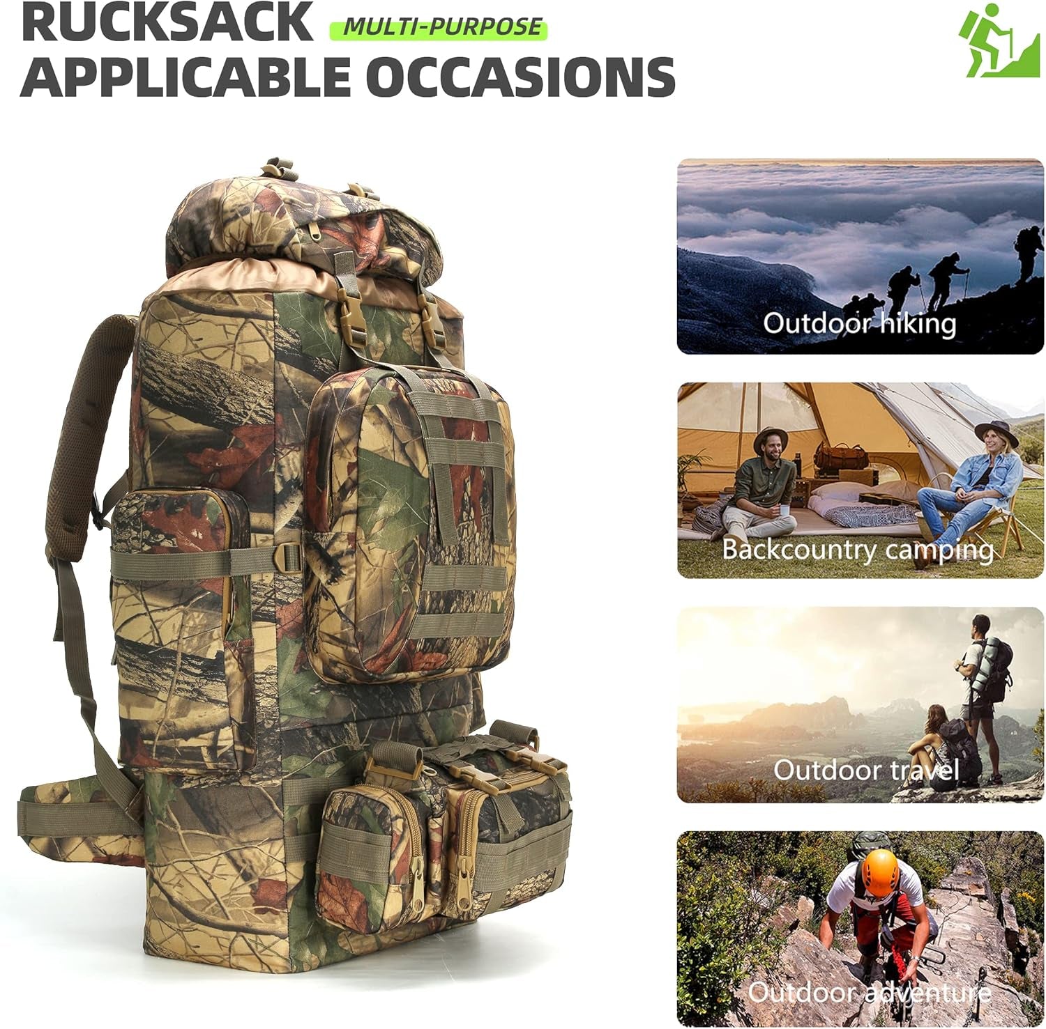 100L Camping Hiking Backpack Molle Rucksack Military Camping Backpacking Daypack