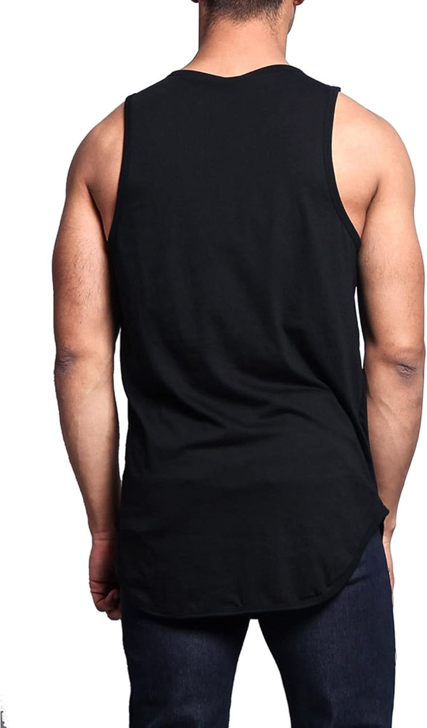 Solid Color Long Length Curved Hem Tank Top