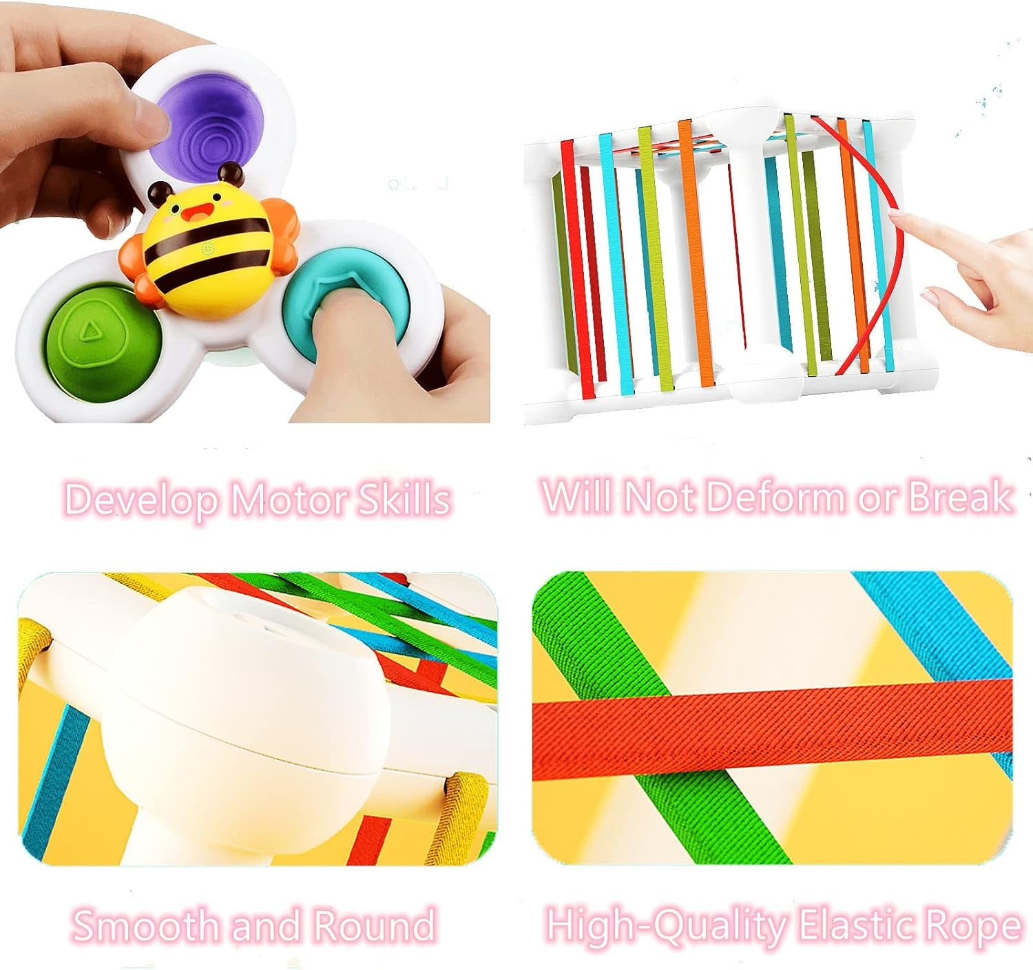 Montessori Toys for 1 2 Year Old Boy Girl, Baby Sensory Bin Shape Sorter Toys Colorful Cube, with 3 Suction Cup Spinning Top Toys and Bead Maze, Early Learning Toys for Toddlers Age 1-3 (12PCS)