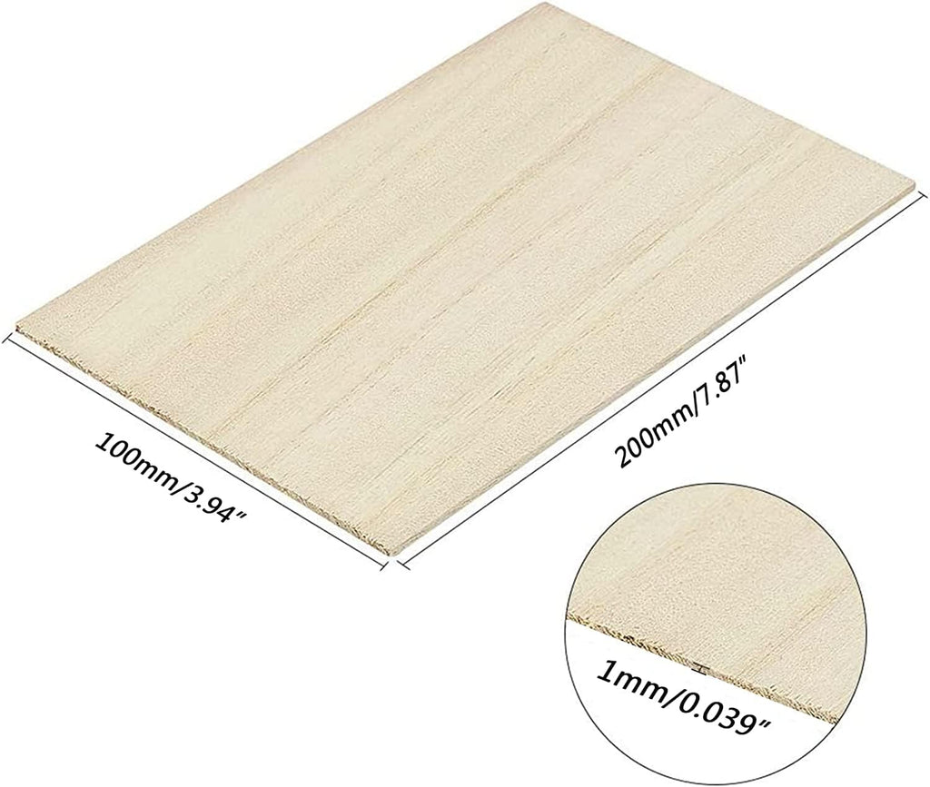 12 Pack Balsa Wood Sheets, 200X100X1Mm Thin, Unfinished Plywood Square Light Craft Model Wooden Plate for Airplane, Boat