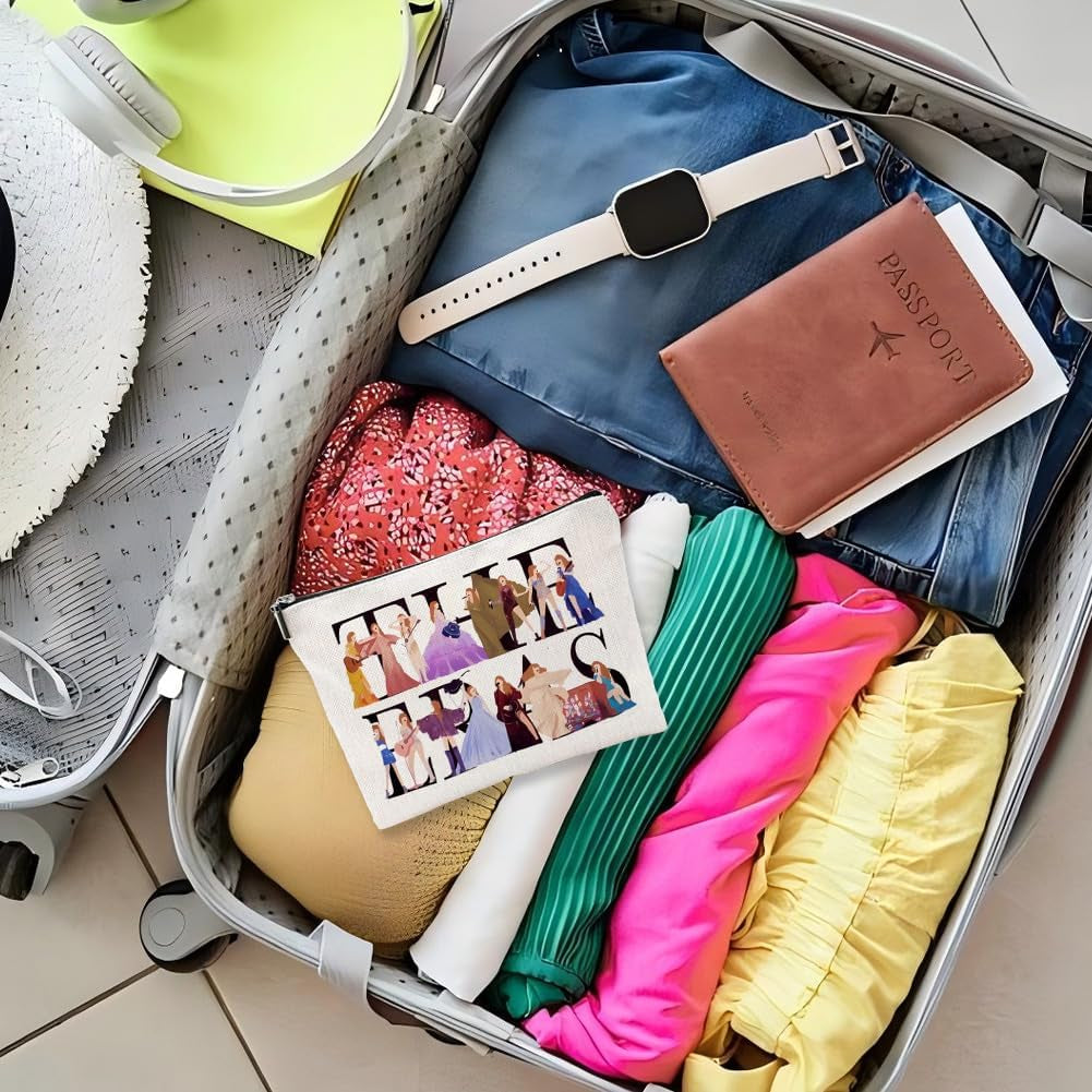 Small Makeup Bag for Handbag, Travel Toiletry Organiser, Makeup Brush Pouch Cosmetic Bags, Music Alphabet Animal Theme Bag, Compact Portable Storage for Women Girls