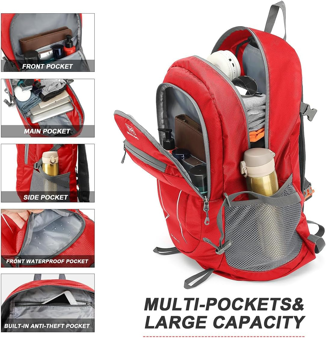 Lightweight Backpack for Men Women - Packable Hiking Travel Backpack - Foldable Outdoor Camping Daypack Red