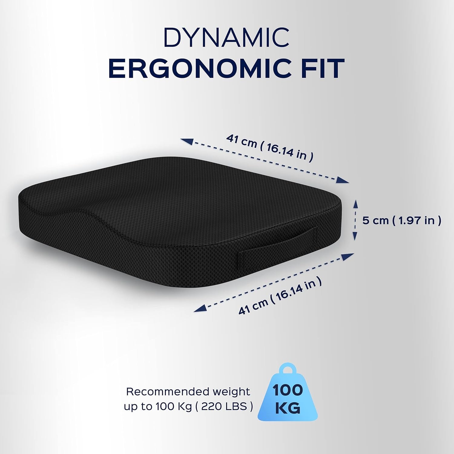 Memory Foam Seat Cushion for Office Chair - Non-Slip, Seat Pads for Coccyx Pain Relief to Support Standing - Portable Car Seat Cushion W/Handle for Lower Back Support