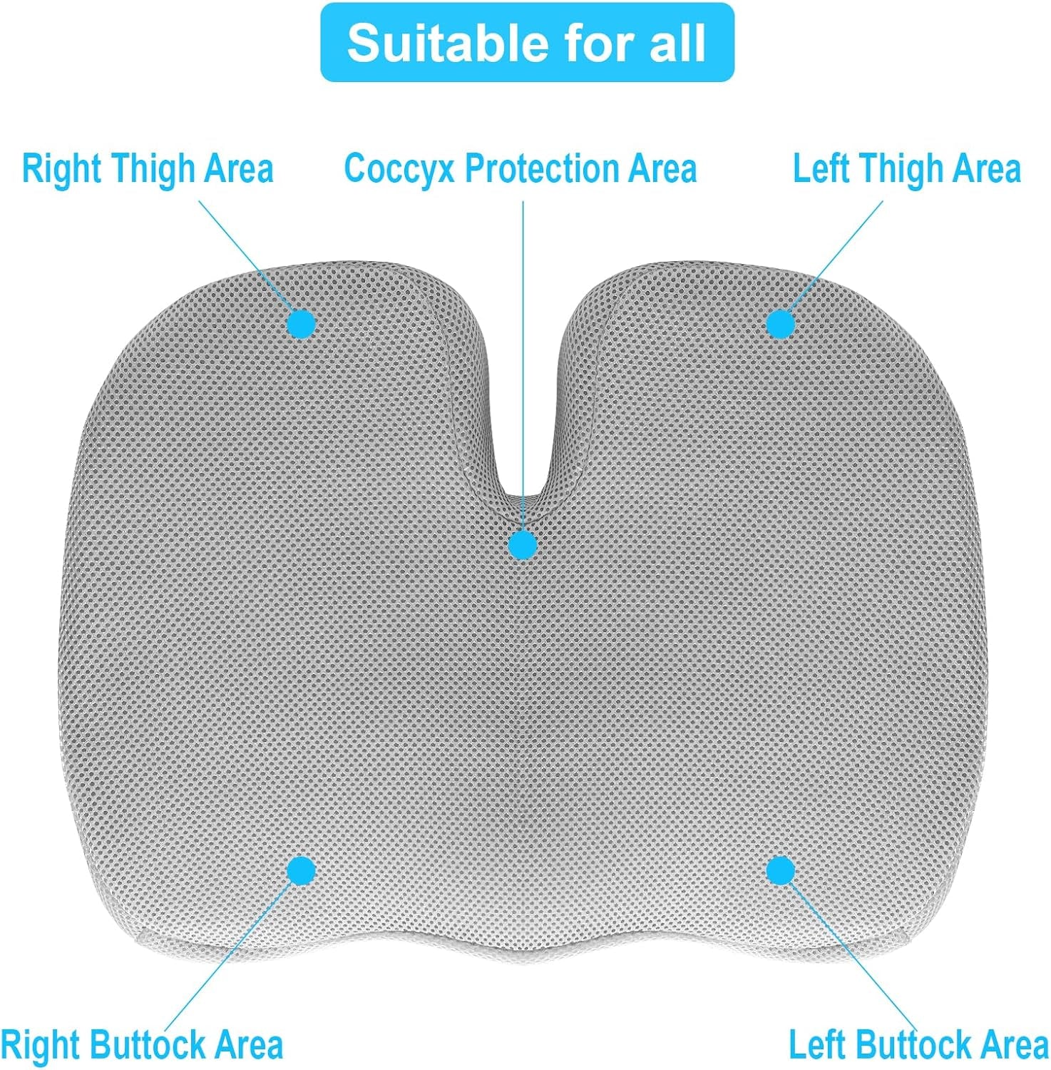 Memory Foam Seat Cushion, Back Support, Coccyx Sciatica Back Hip Pain Relief, Mat for Home, Office Chair, Gaming, Car, Wheelchair (Gray)