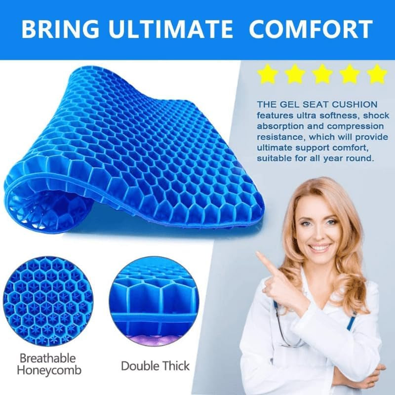 1 X GEL Seat Cushion with Cover -EGG Seat Cushion, Tailbone & Lumbar Support, Truck Driver, Wheelchair, Office Chair, HONEYCOMB Seat Cushion, Orthopaedic Seat Cushion Support Pad (1 Cushion)