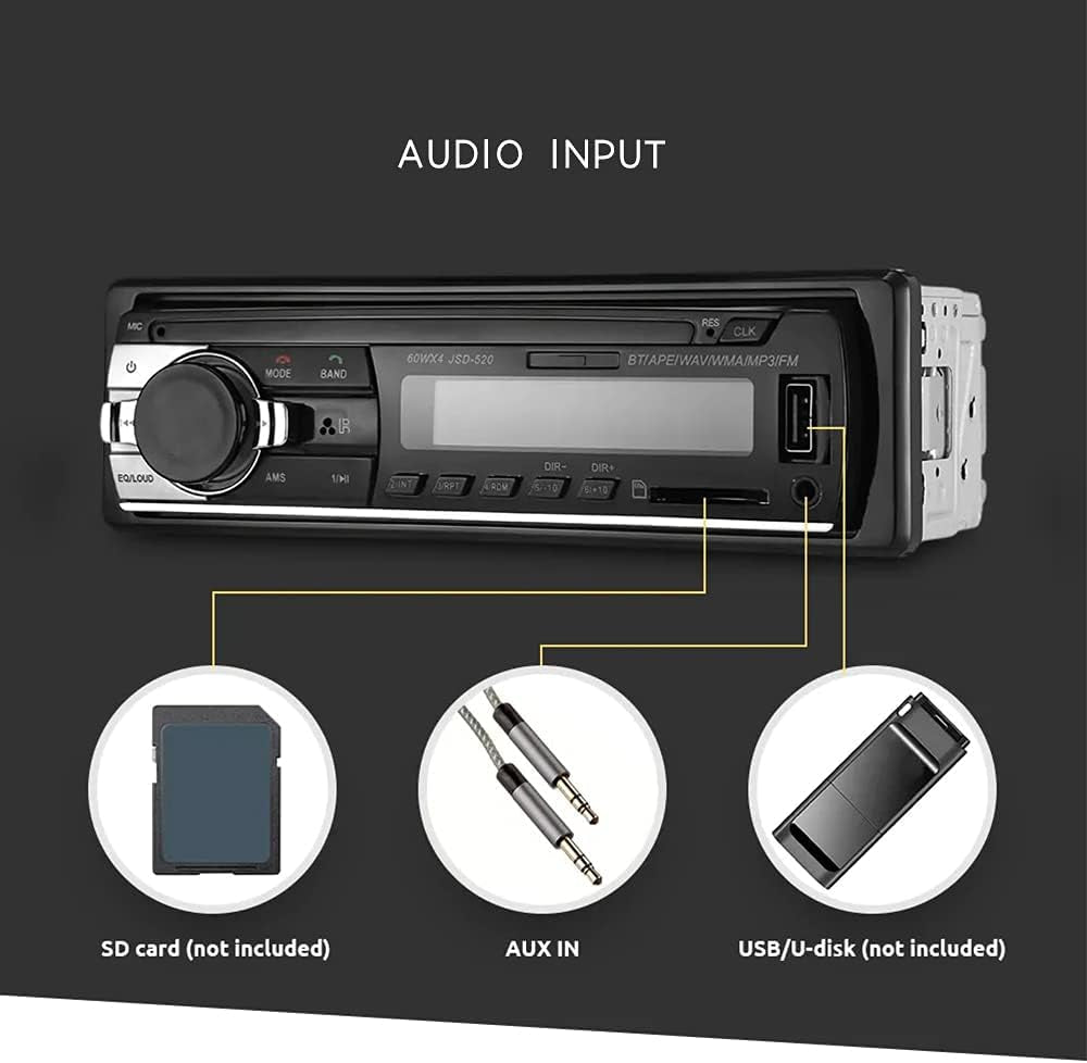 Car Radio Bluetooth Hands Free, 1DIN 12V Car Stereo Car MP3 Player Support FM/USB/SD/AUX-IN with Remote Control