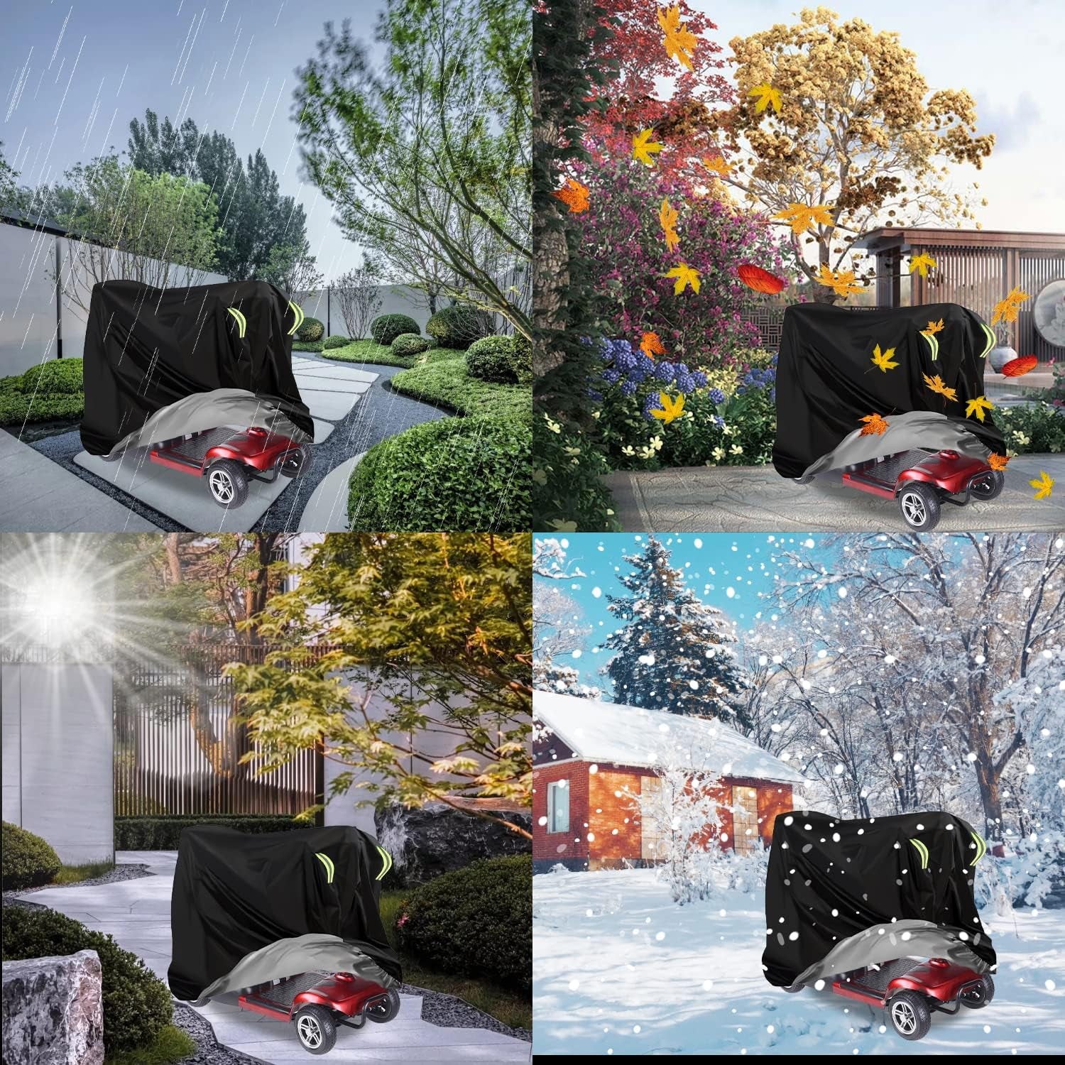 170X61X117 Cm Mobility Scooter Cover Waterproof, 420D Heavy Duty Wheelchair Storage Protective Cover Outdoor, Disability Scooter with Elastic Band Protect from Snow Rain Sun Dust