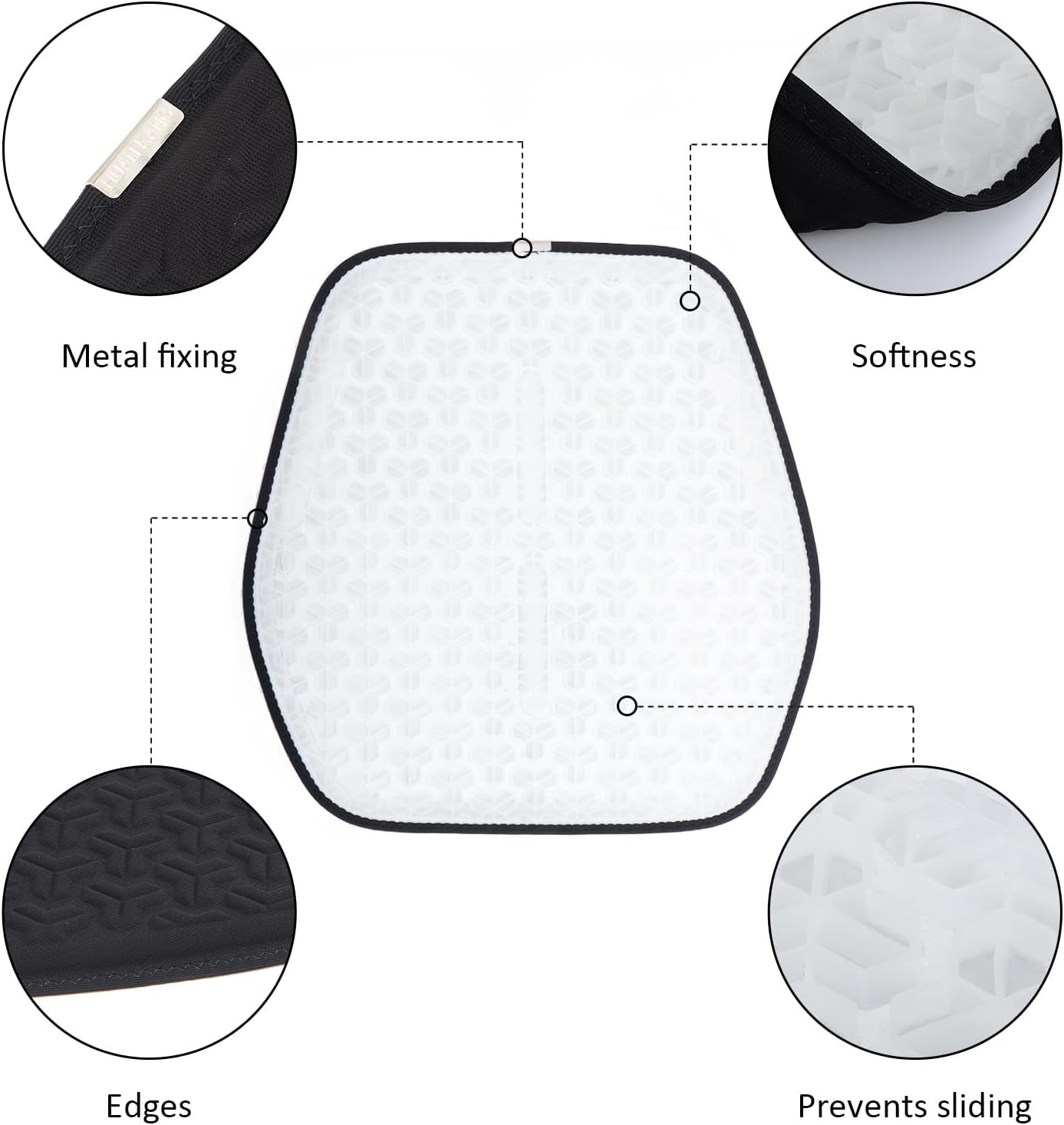 Large Gel Seat Cushion, Breathable 3D Surface Car Seat Cushion for Long-Time Driving, Relieving Sedentary Pressure for Home Office Chair/Wheelchair, Black