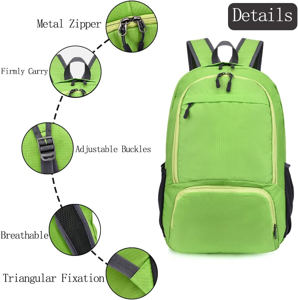 35L Hiking Backpack Ultralight Lightweight Packable Foldable Water Resistant Travel Camping Outdoor Daypack (Green1)