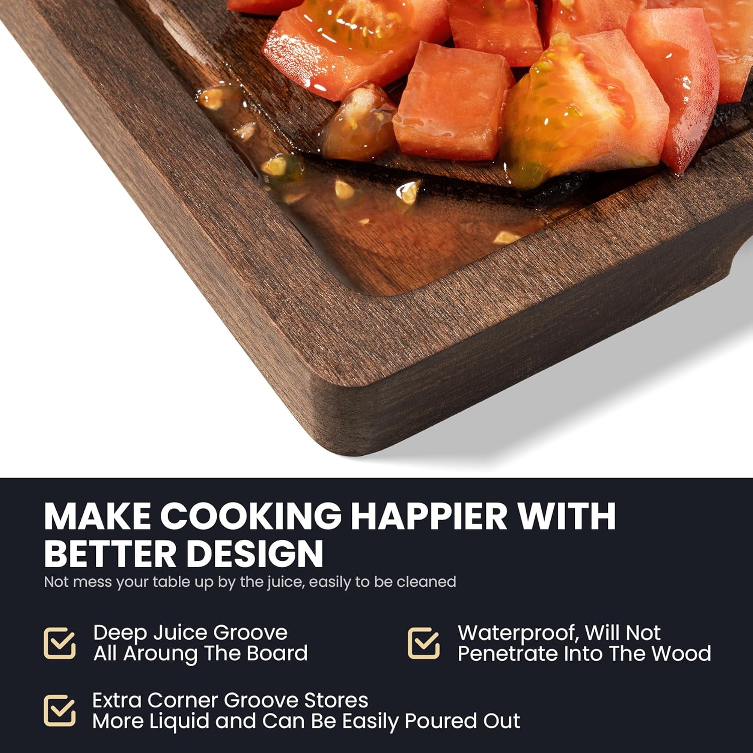 American Black Walnut Cutting Board for Kitchen (17”X11”X0.8”) Pre-Oiled Wooden Chopping Board Walnut End Grain with Juice Groove & Handlers, Reversible Butcher Block