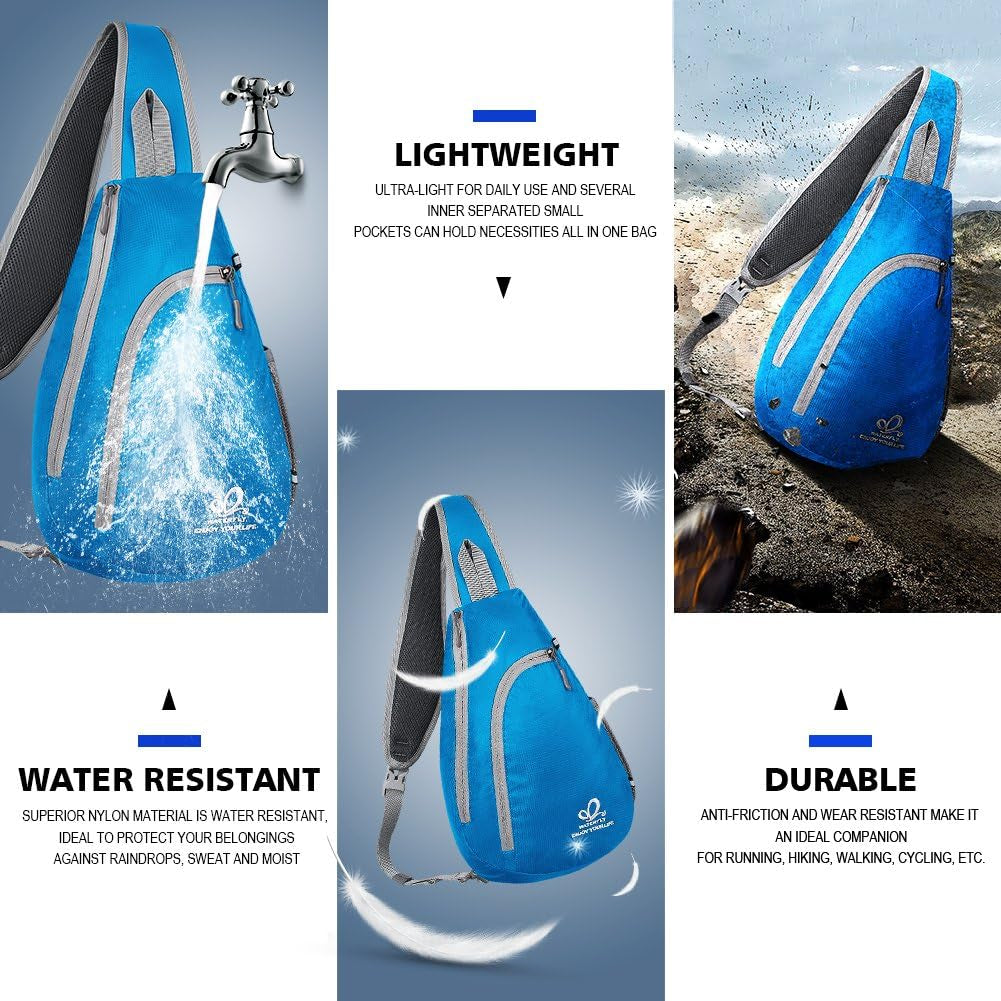 Crossbody Sling Bag Small Water Resistant Backpack Lightweight Shoulder Chest Daypack for Men Women Hiking Travel